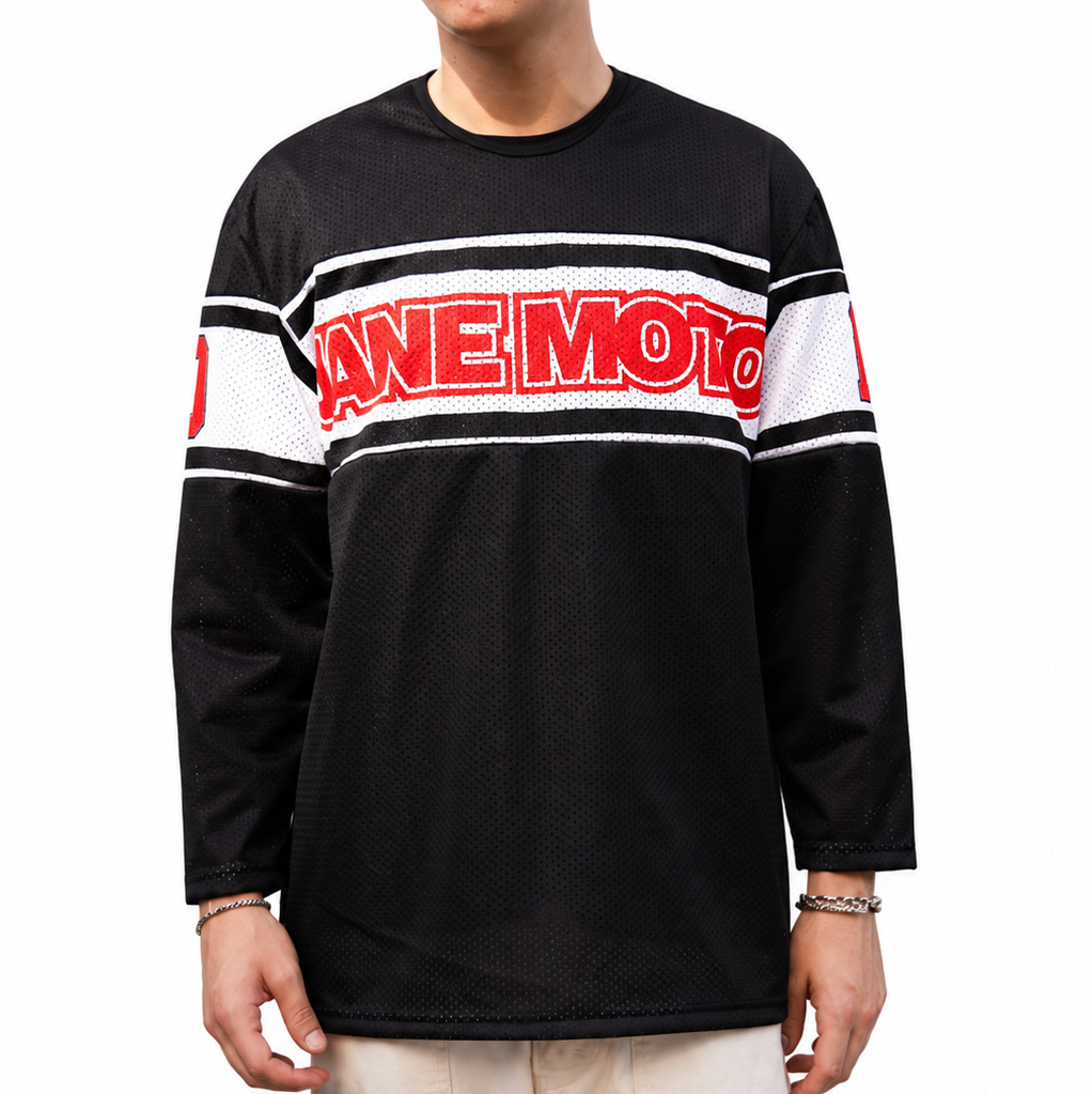 Black/White/Red Mesh Jersey L/S