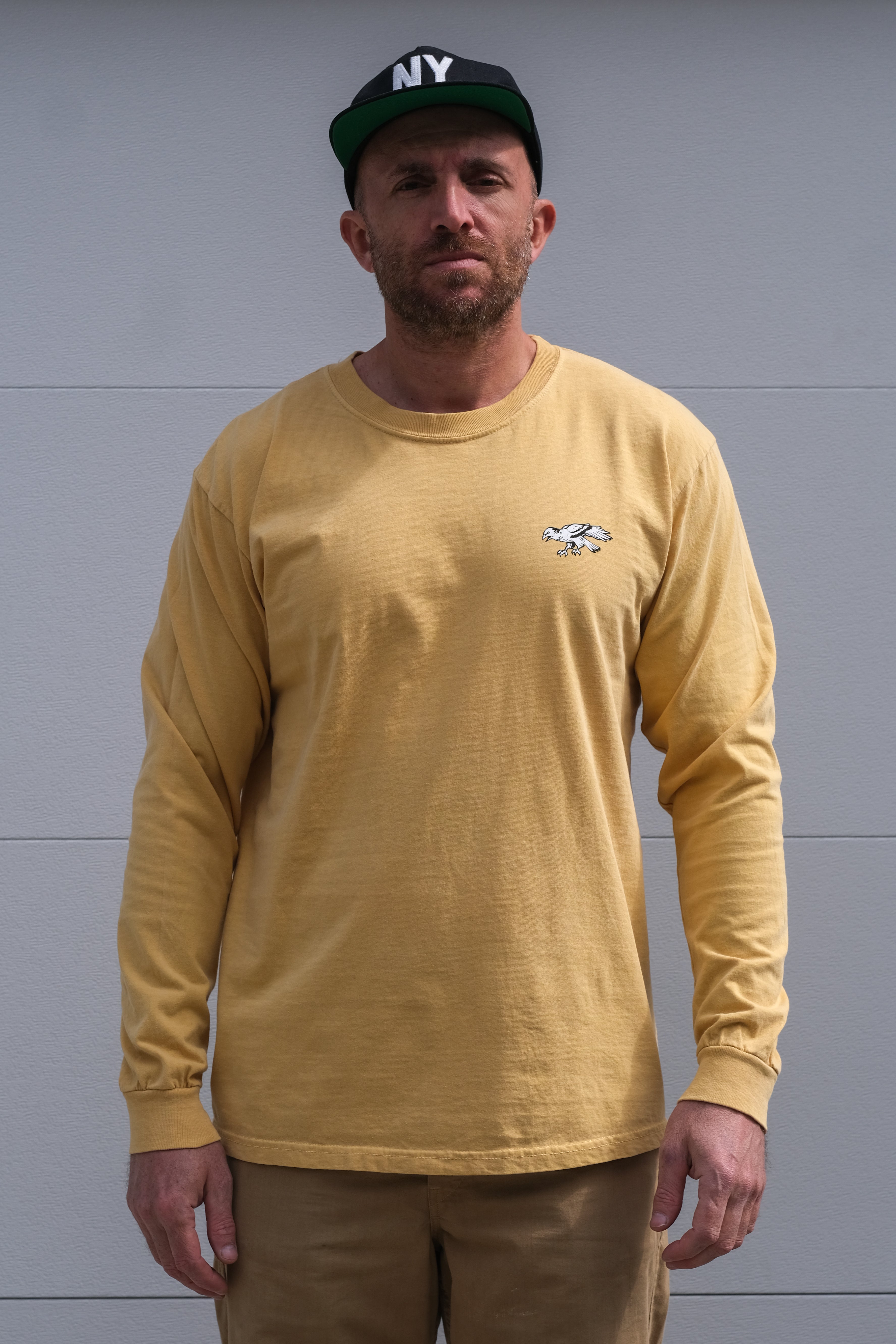 ANGRY BIRD LONG SLEEVED T-SHIRT- Garment Dyed Yellow