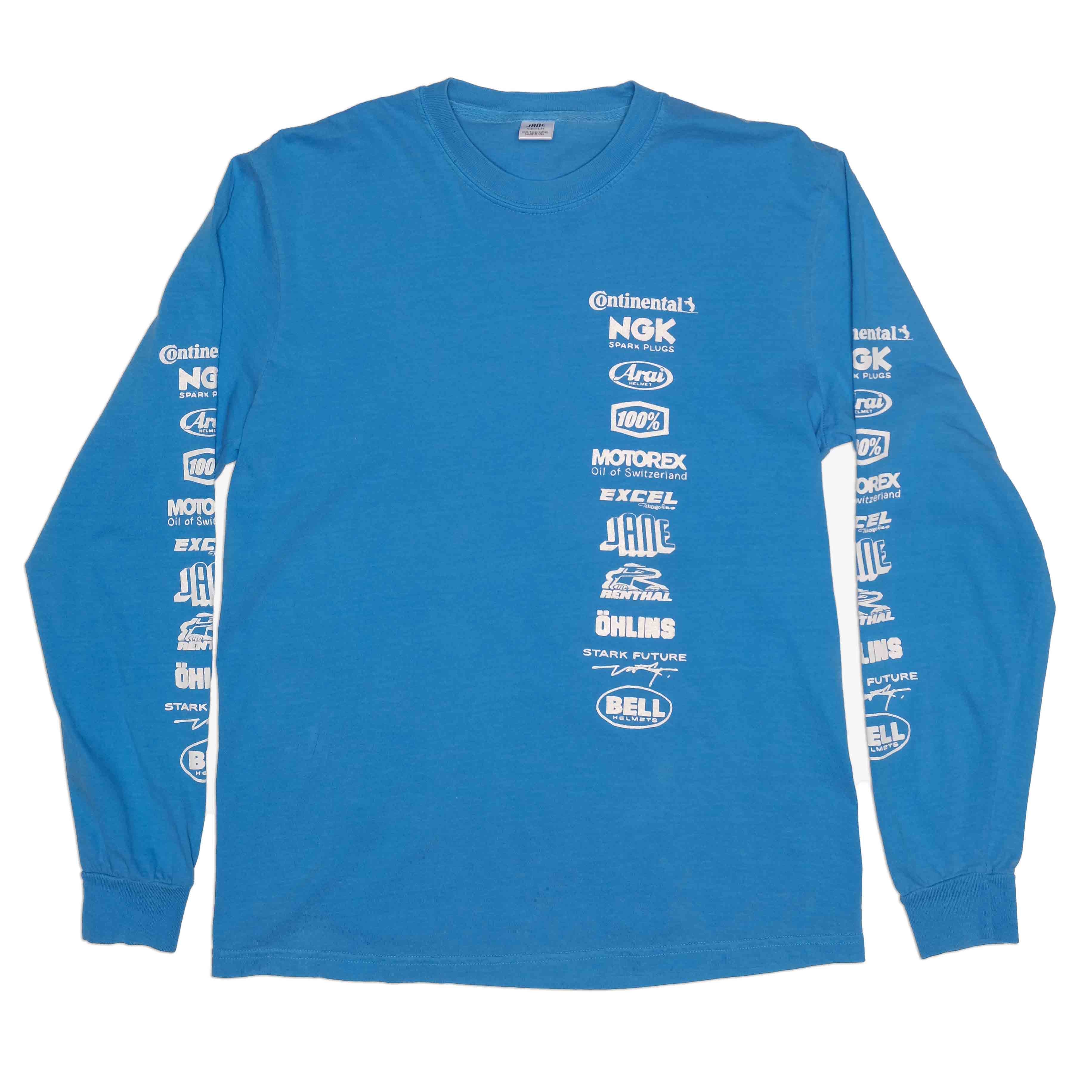 SPONSOR LONG SLEEVED T-SHIRT- Garment Dyed Electric Blue