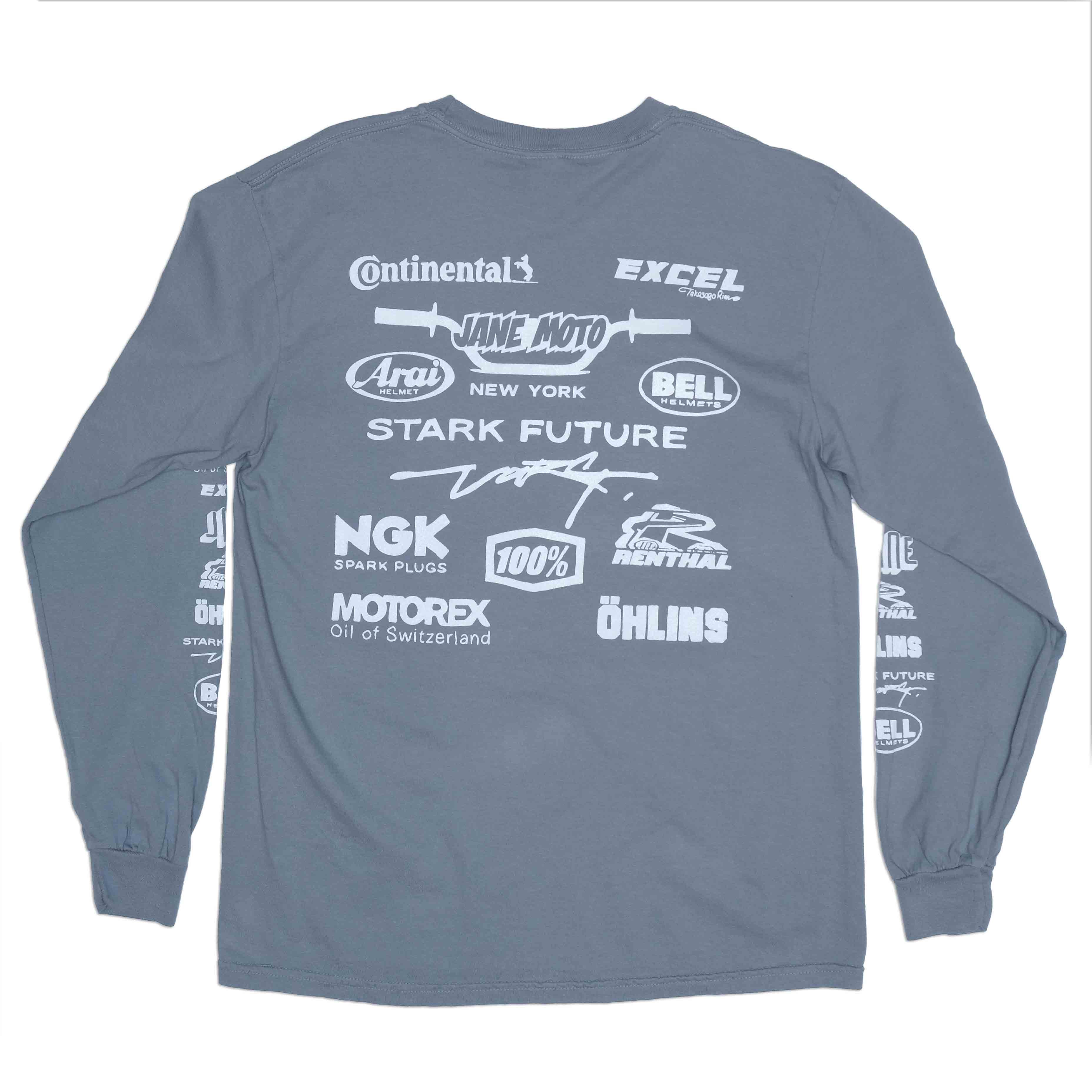 SPONSOR LONG SLEEVED T-SHIRT- Garment Dyed VIntage Blue