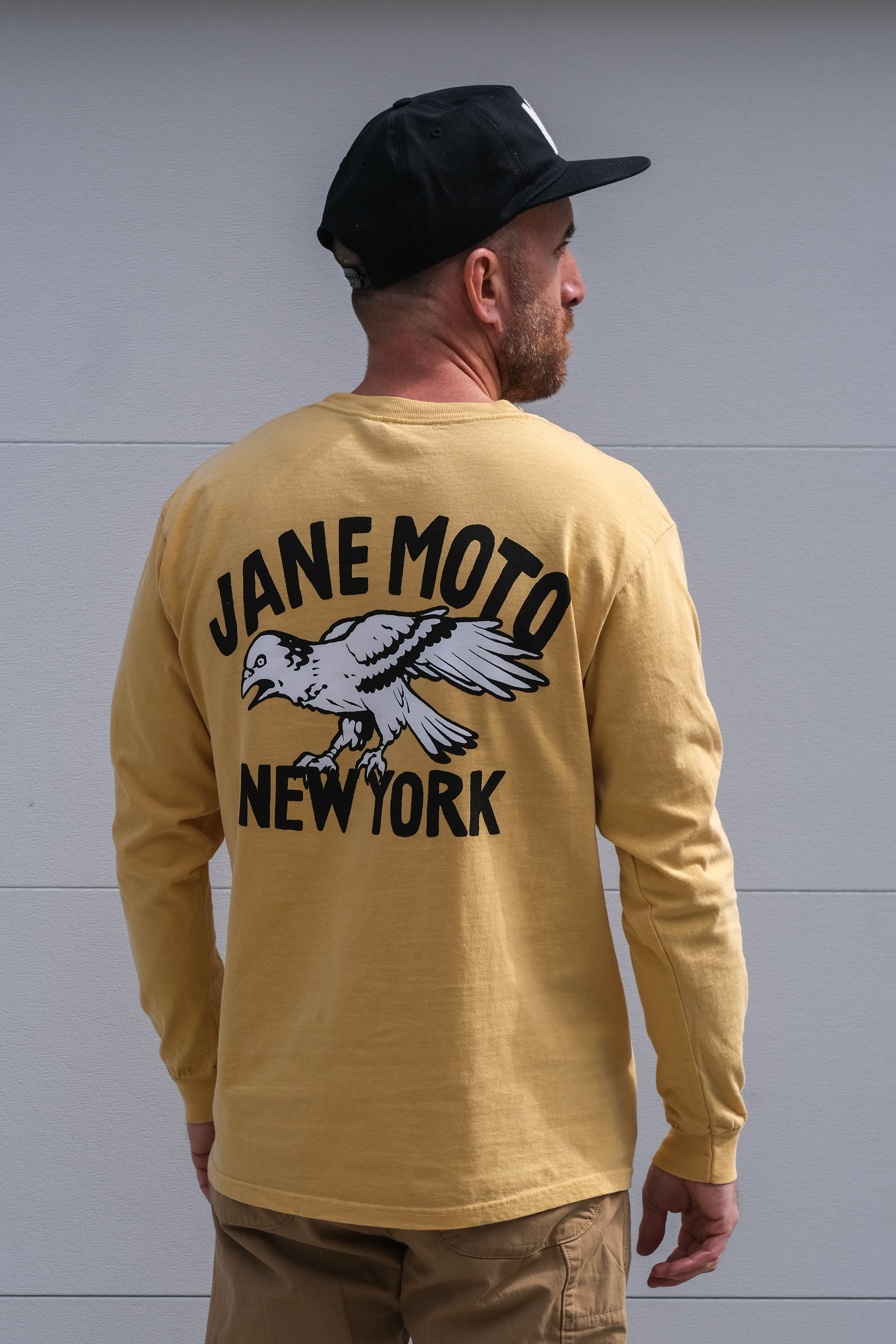 ANGRY BIRD LONG SLEEVED T-SHIRT- Garment Dyed Yellow