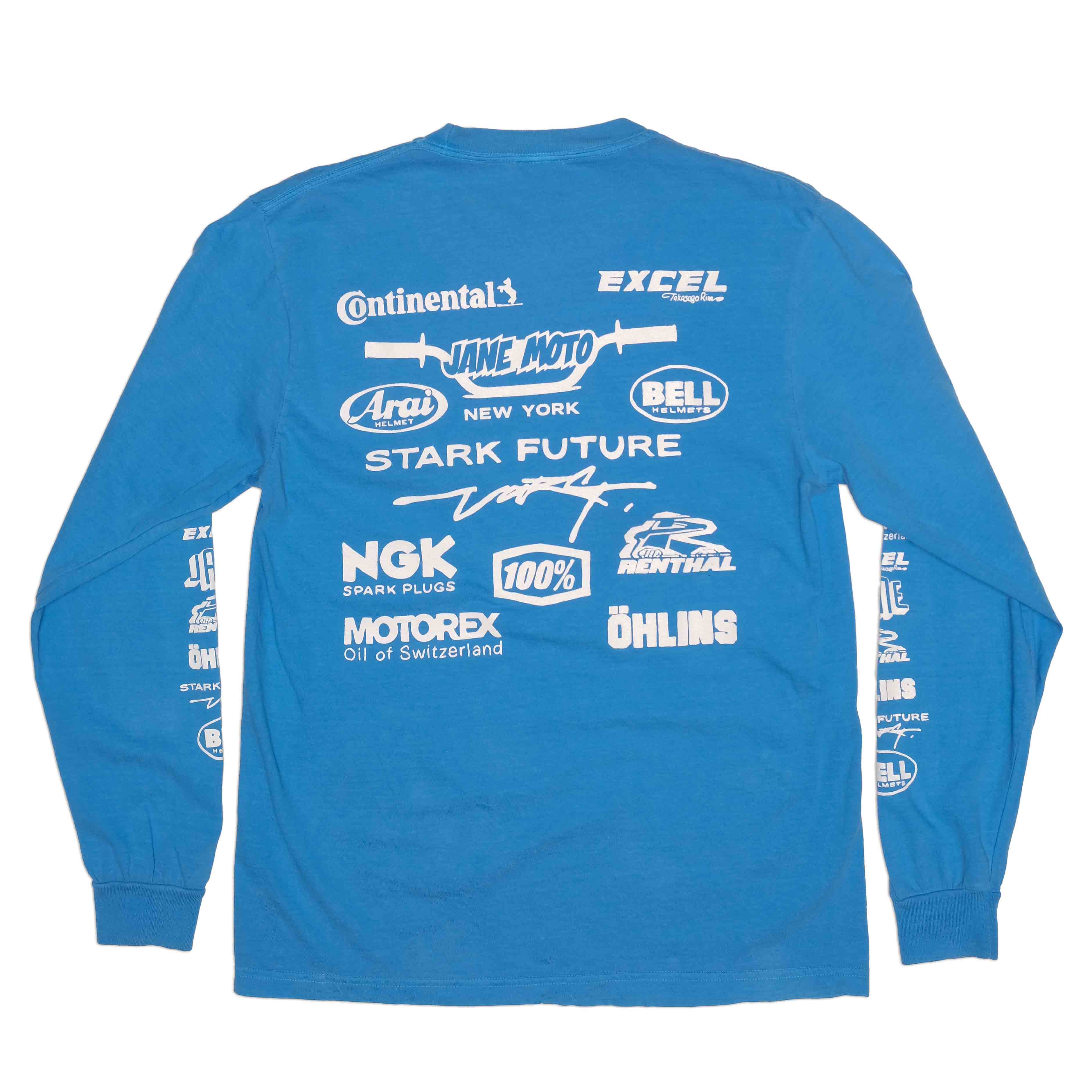 SPONSOR LONG SLEEVED T-SHIRT- Garment Dyed Electric Blue