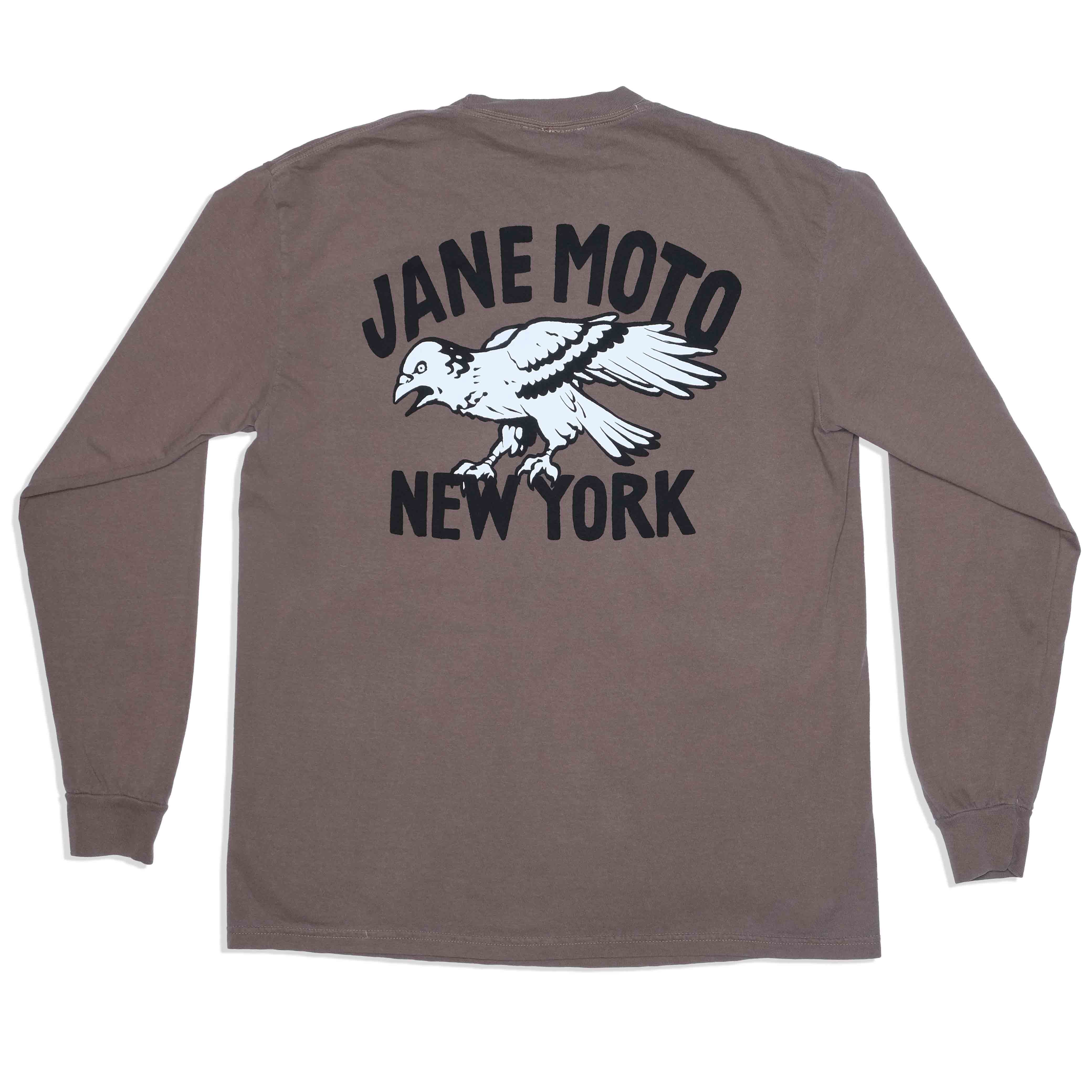 ANGRY BIRD LONG SLEEVED T-SHIRT- Garment Dyed Chocolate