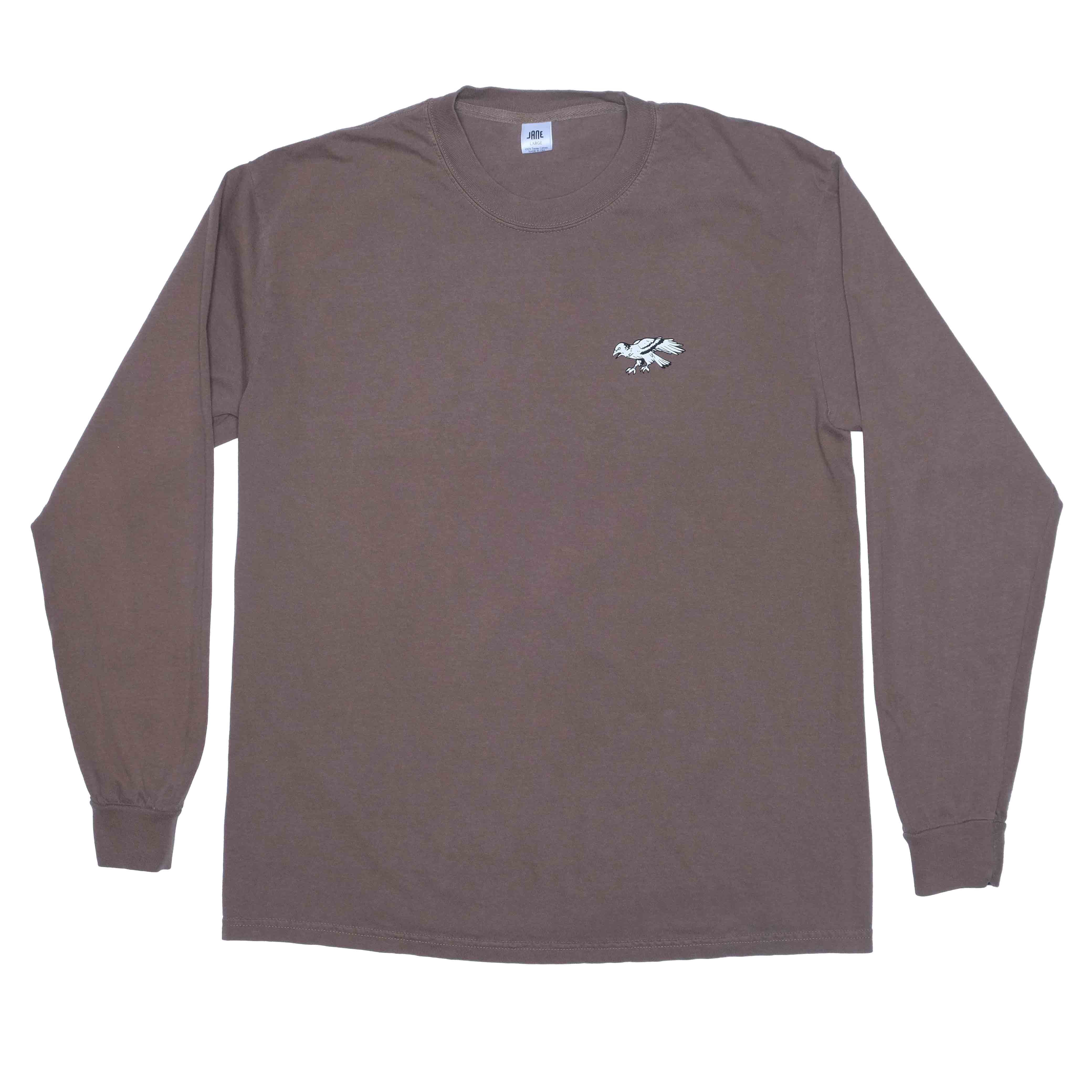 ANGRY BIRD LONG SLEEVED T-SHIRT- Garment Dyed Chocolate