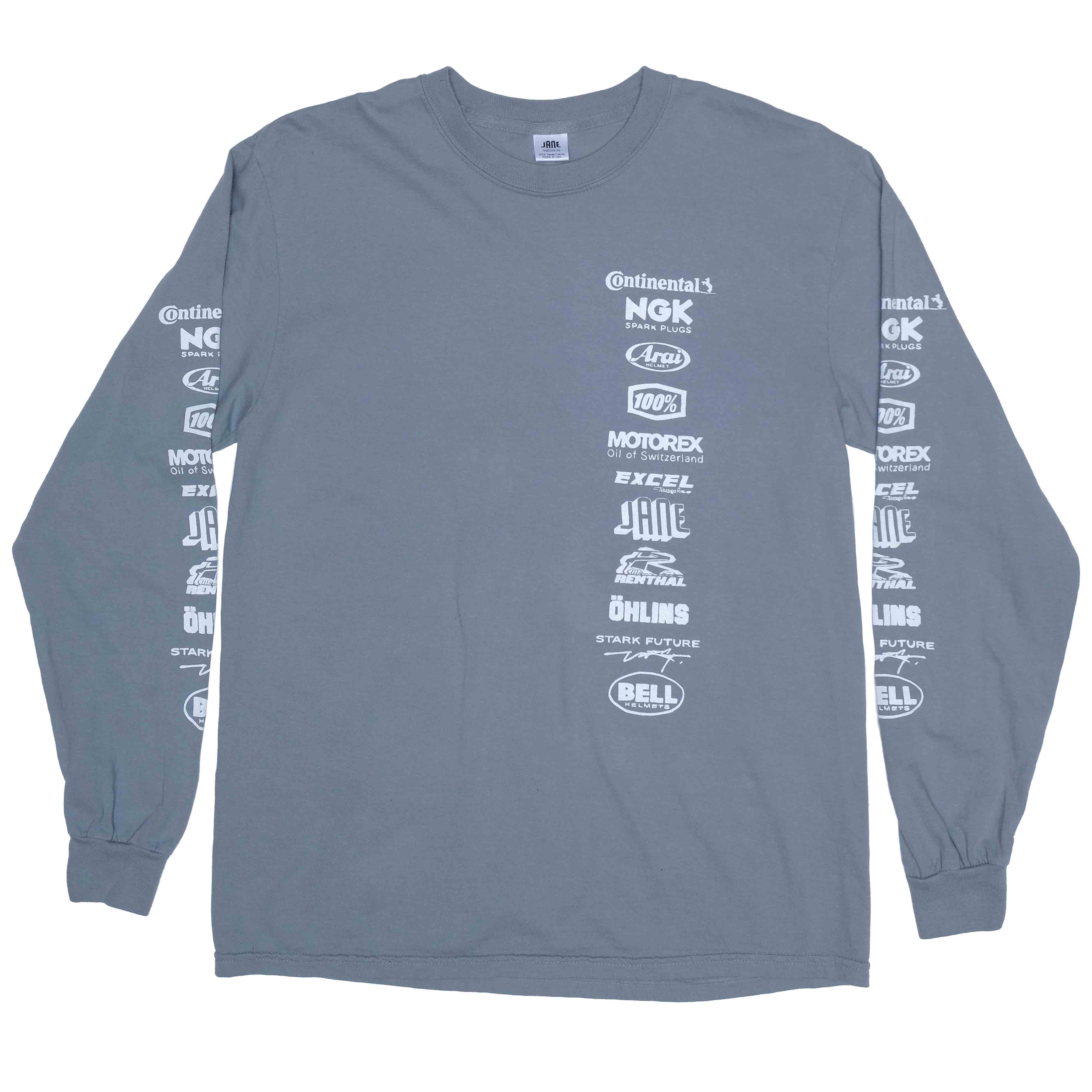SPONSOR LONG SLEEVED T-SHIRT- Garment Dyed VIntage Blue