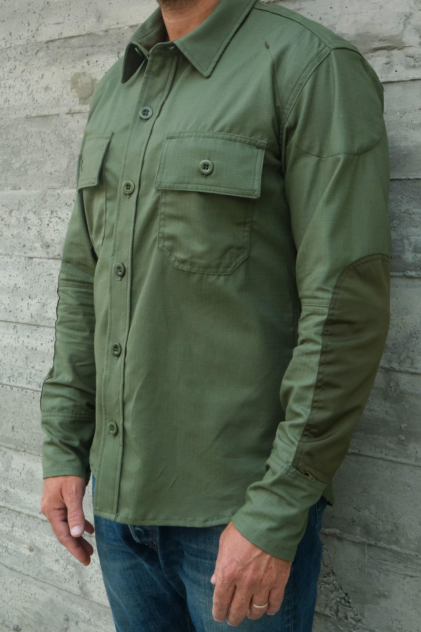 The Mercer Riding Shirt - Cotton Ripstop - Army Green