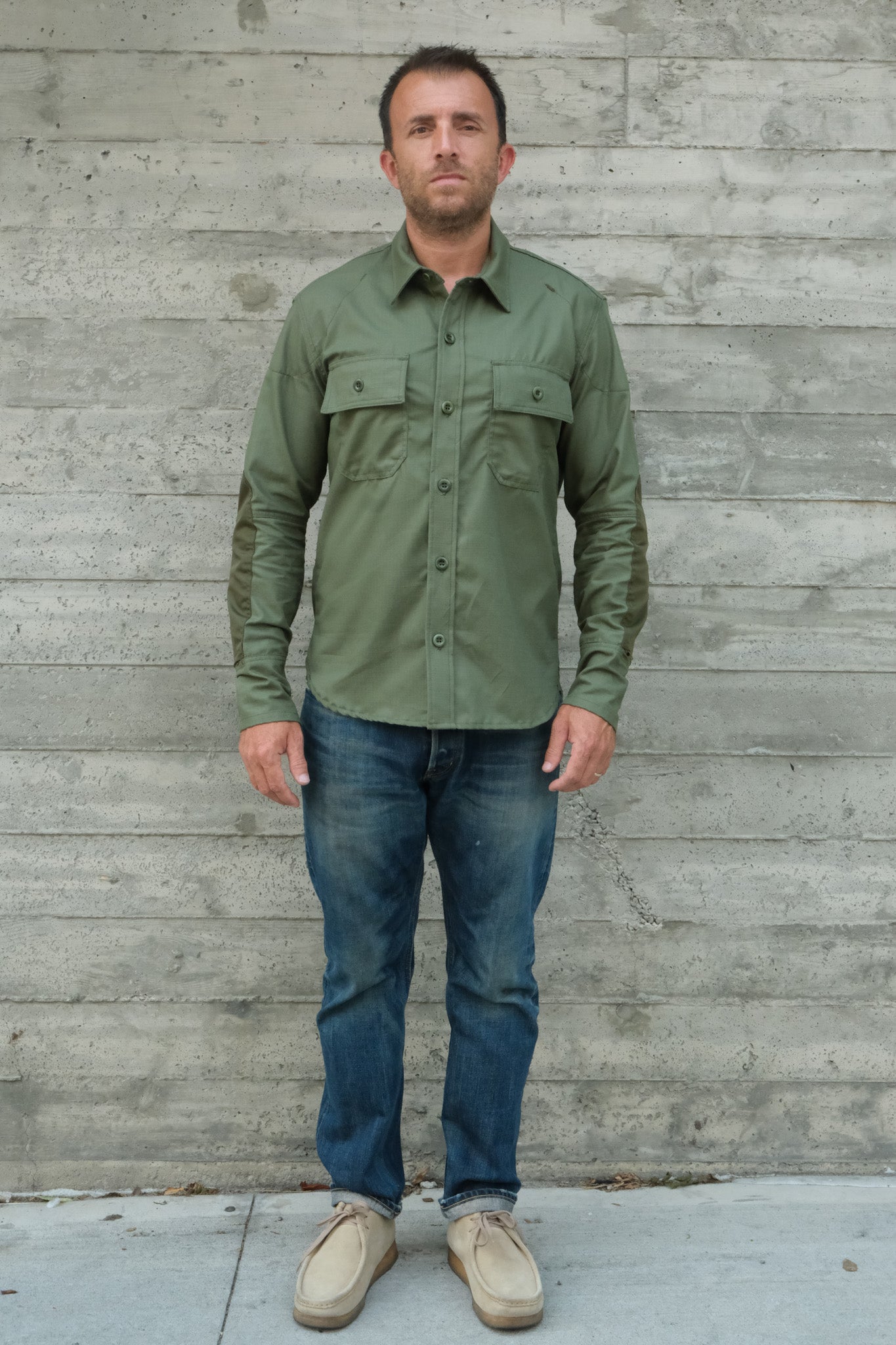 The Mercer Riding Shirt - Cotton Ripstop - Army Green