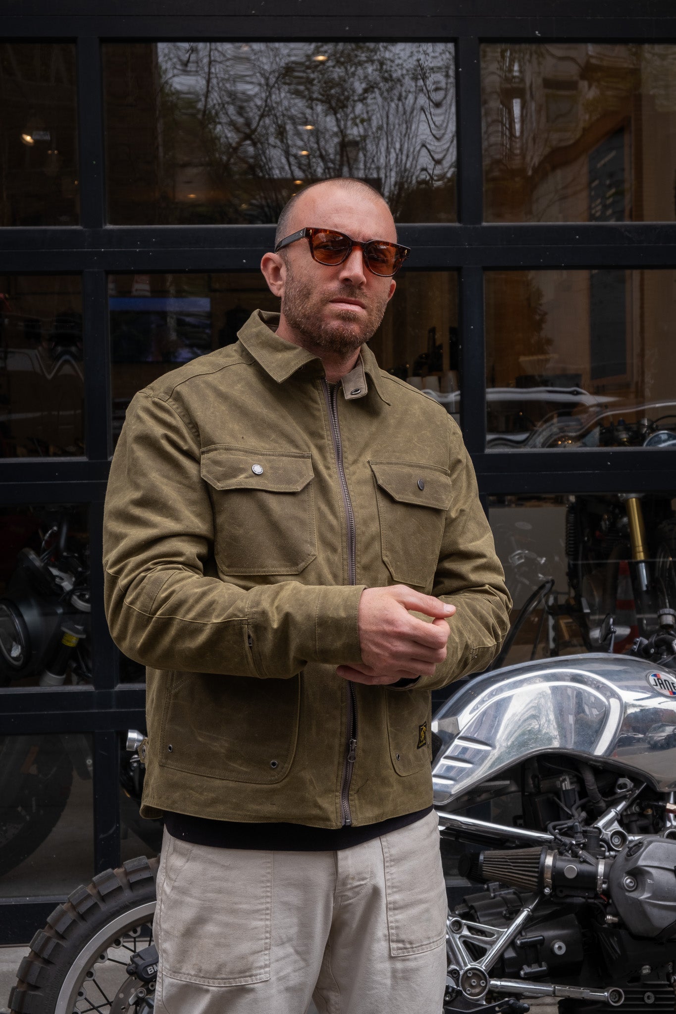 The Driggs Waxed Canvas Olive Riding Jacket