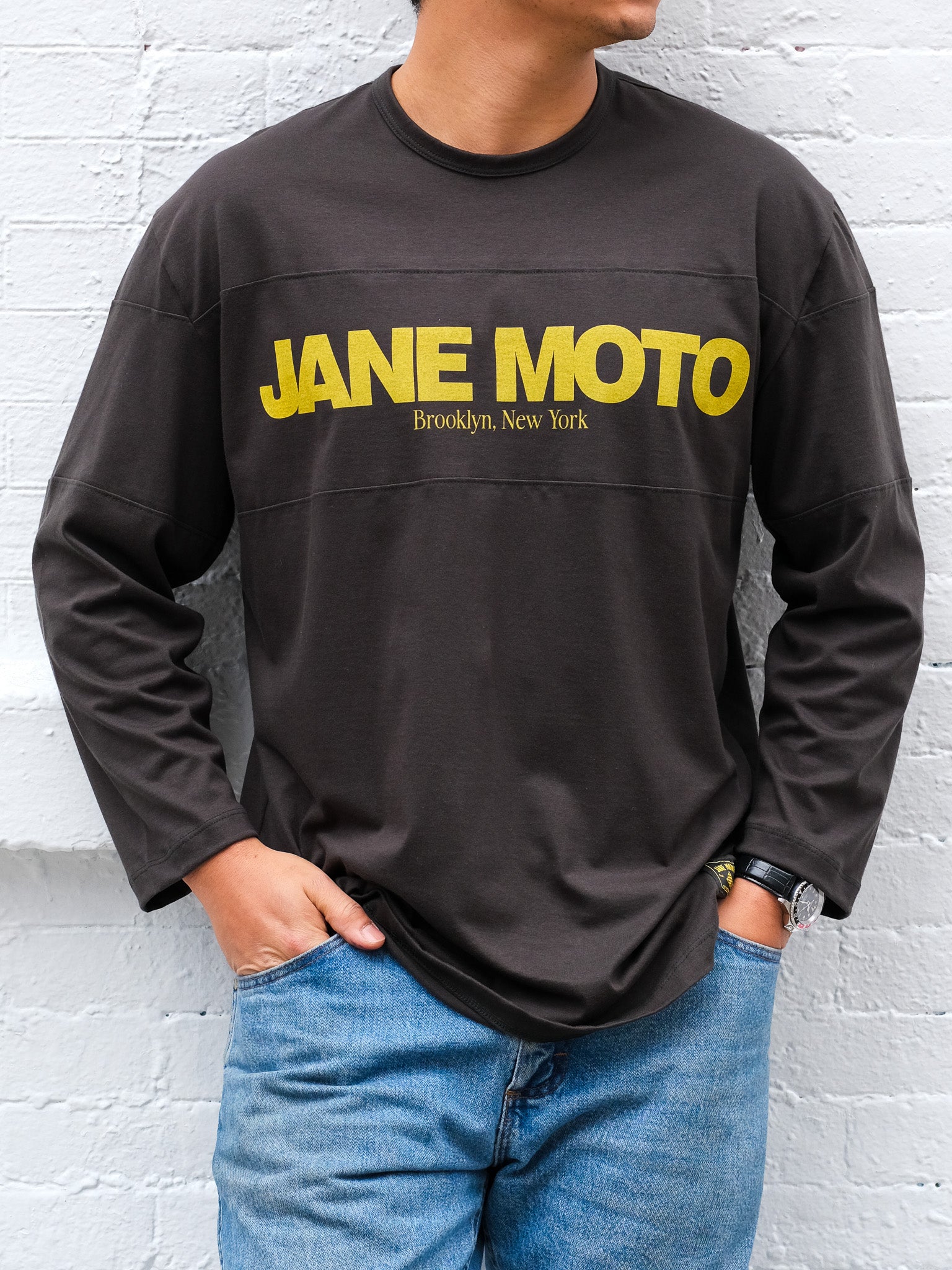 JANE MOTO - MIDWEIGHT VINTAGE FOOTBALL JERSEY - OIL