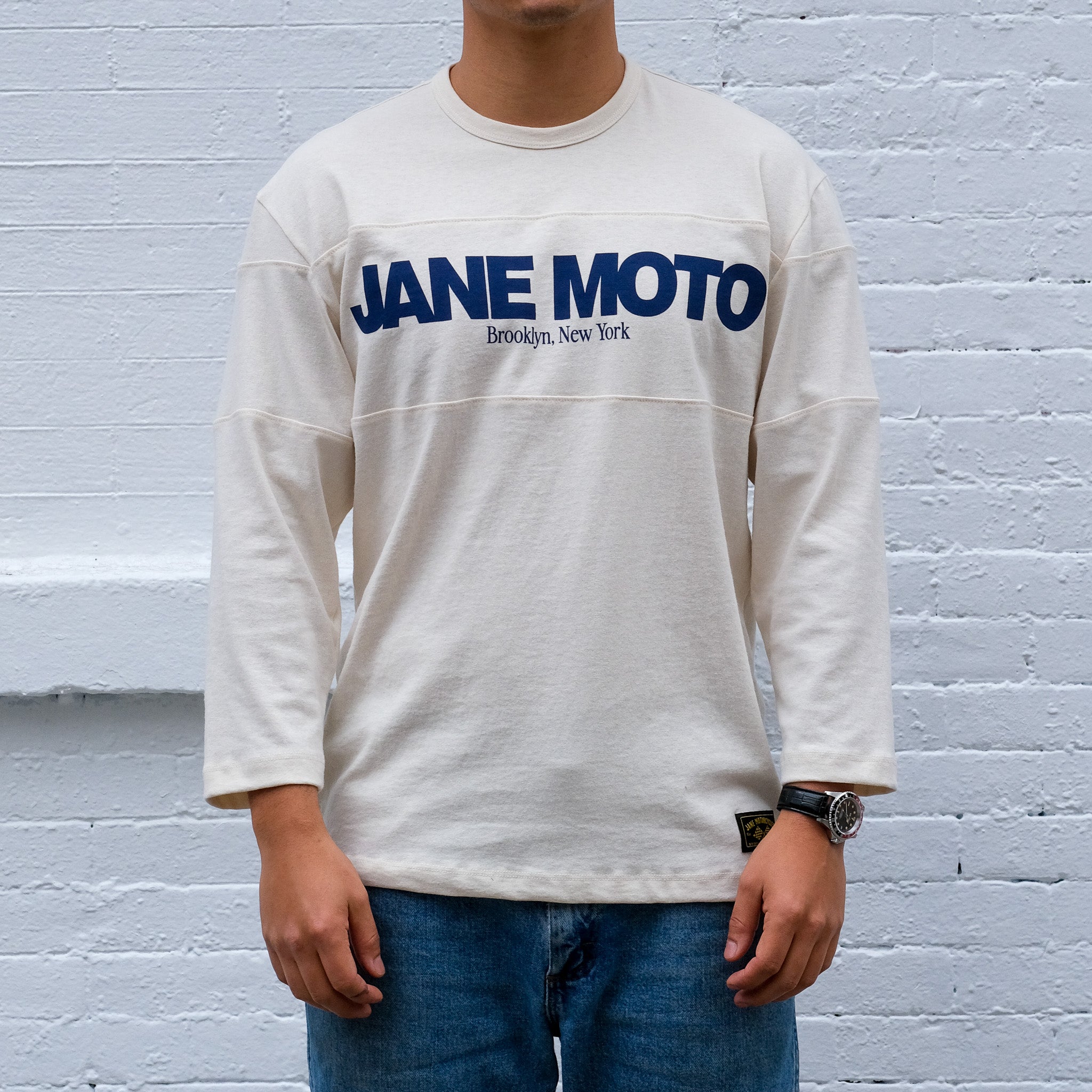 JANE MOTO - MIDWEIGHT VINTAGE FOOTBALL JERSEY - NATURAL