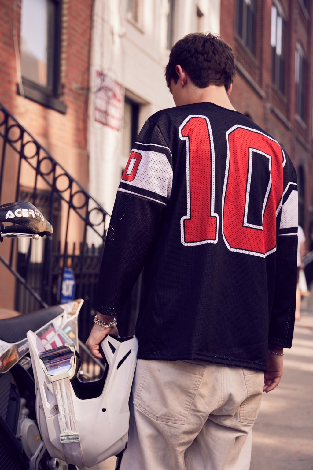 Black/White/Red Mesh Jersey L/S