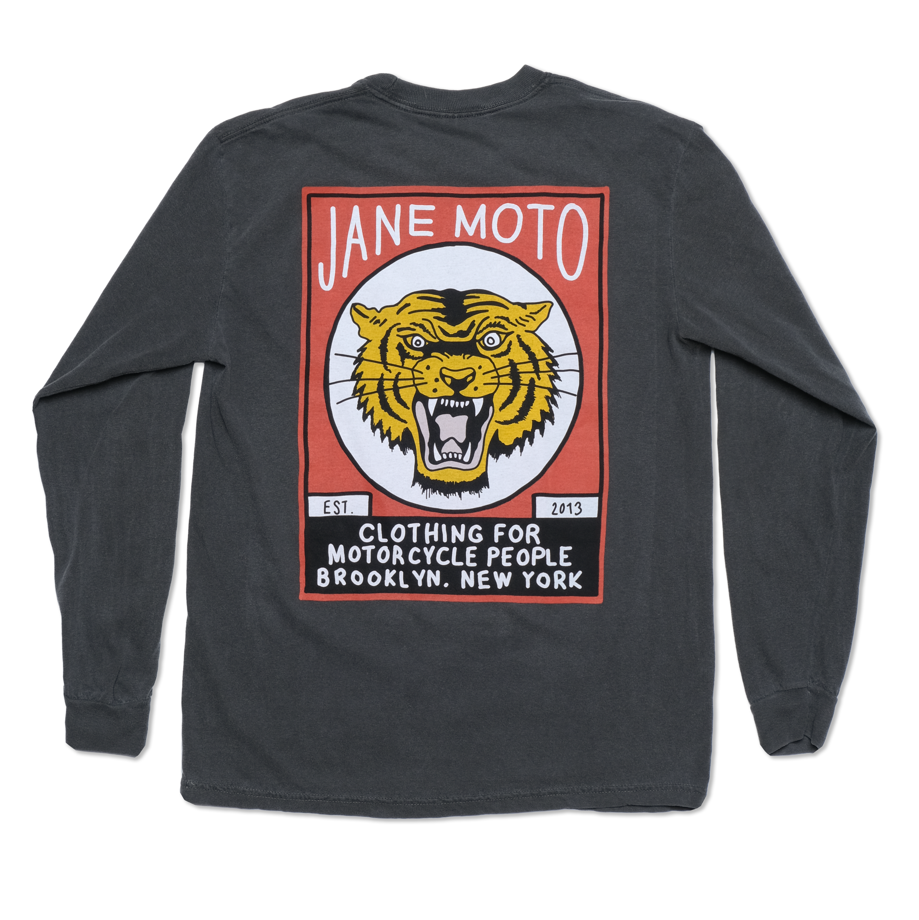 LUDLOW TIGER COLOR LONG SLEEVE T-SHIRT - GARMENT DYED - GREY