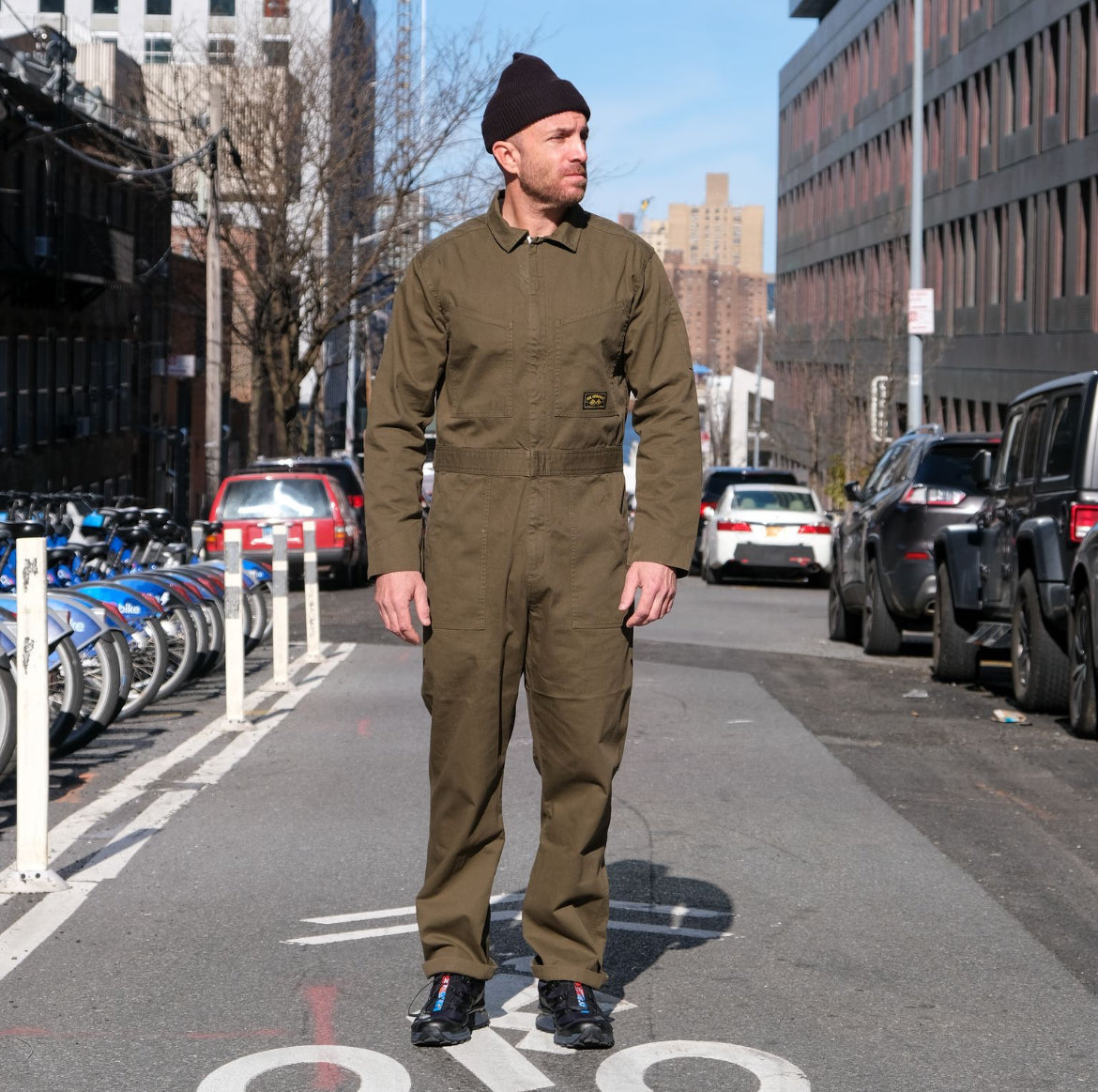 Olive Garment Dyed Coveralls