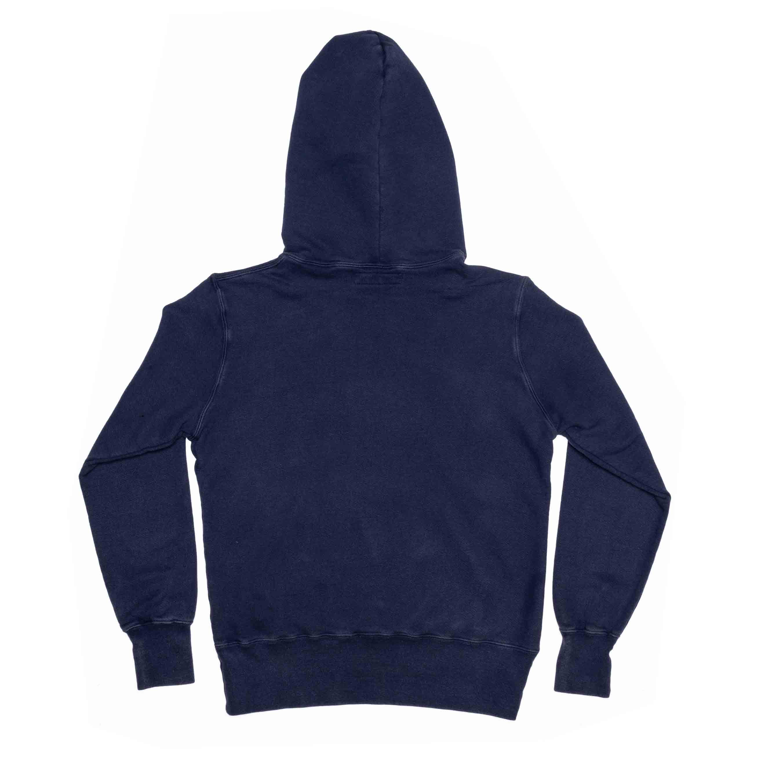 GOLD FELT GARMENT DYED ORGANIC COTTON HOODED SWEATSHIRT - BLUE