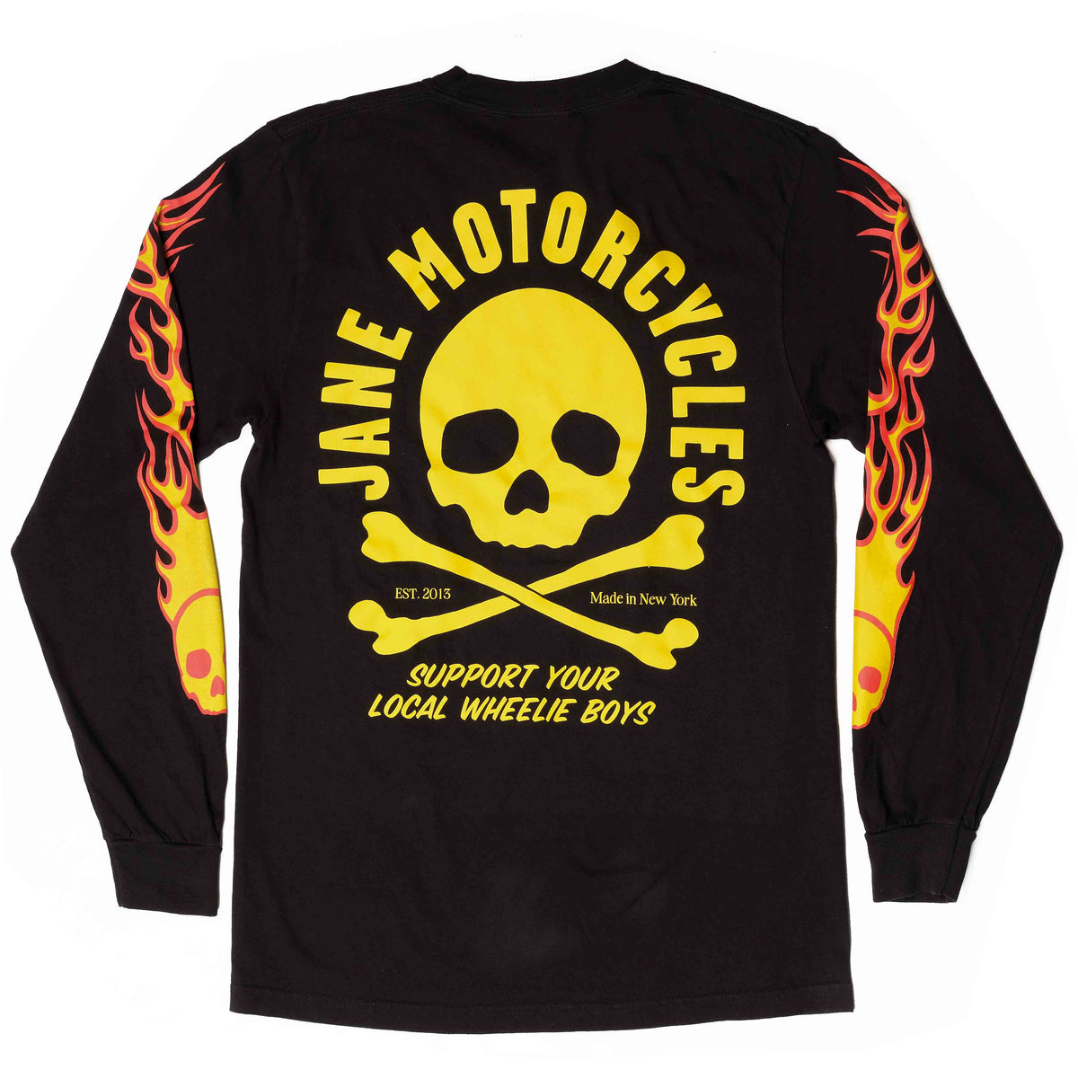 FLAMING SKULL V2 LONG SLEEVE - BLACK
