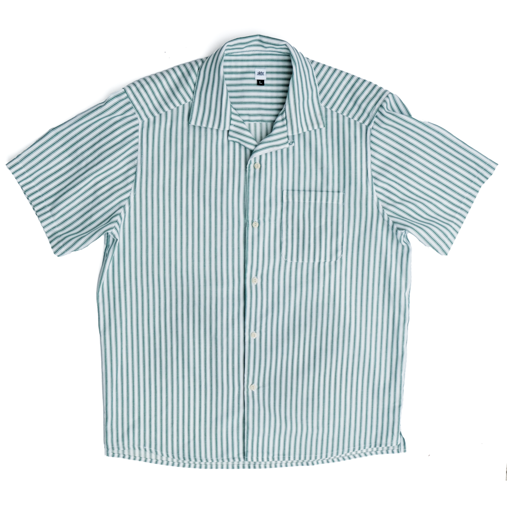 Camp Collar Shirt - Green Stripe