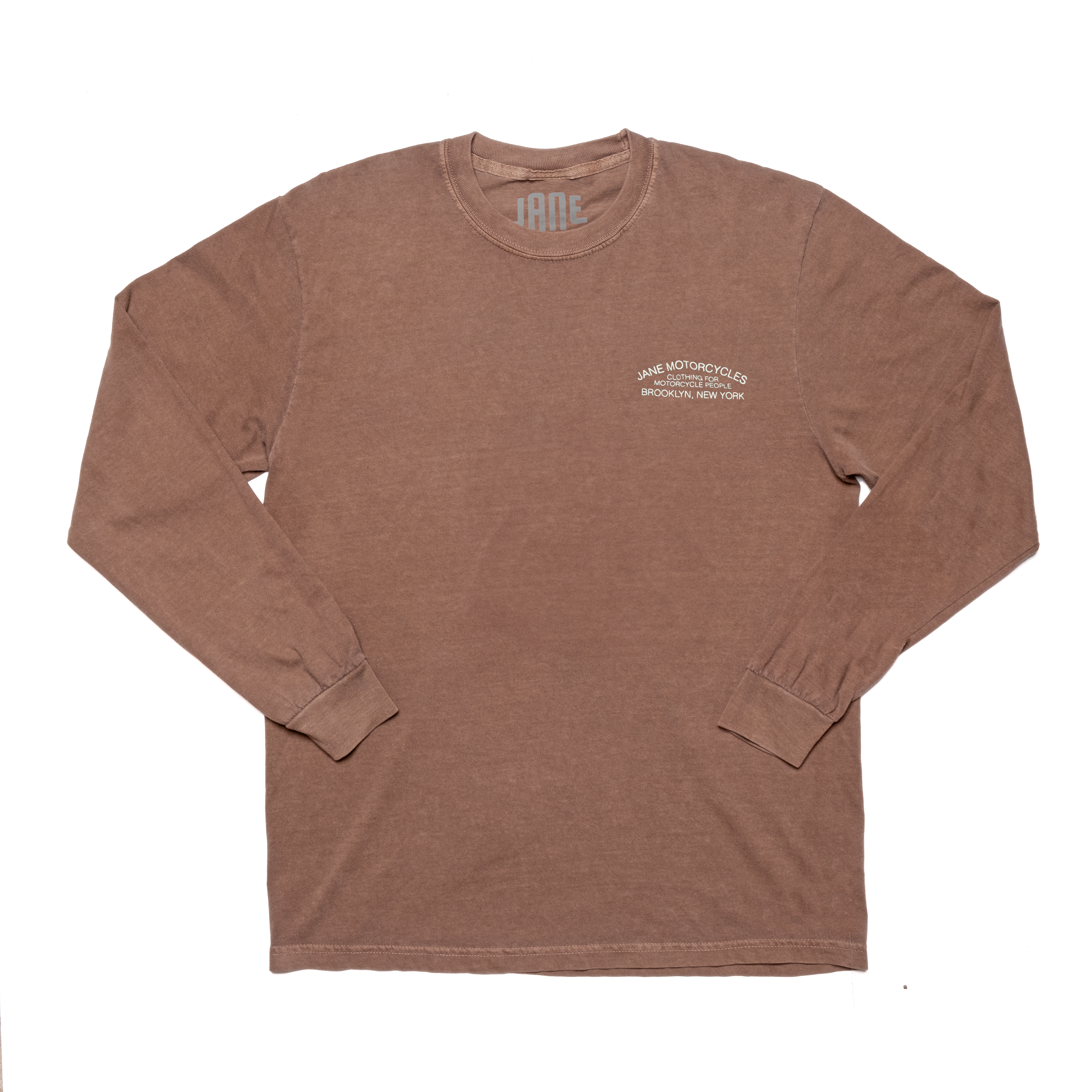 MOTT STREET LONG SLEEVE T-SHIRT - GARMENT DYED - BROWN