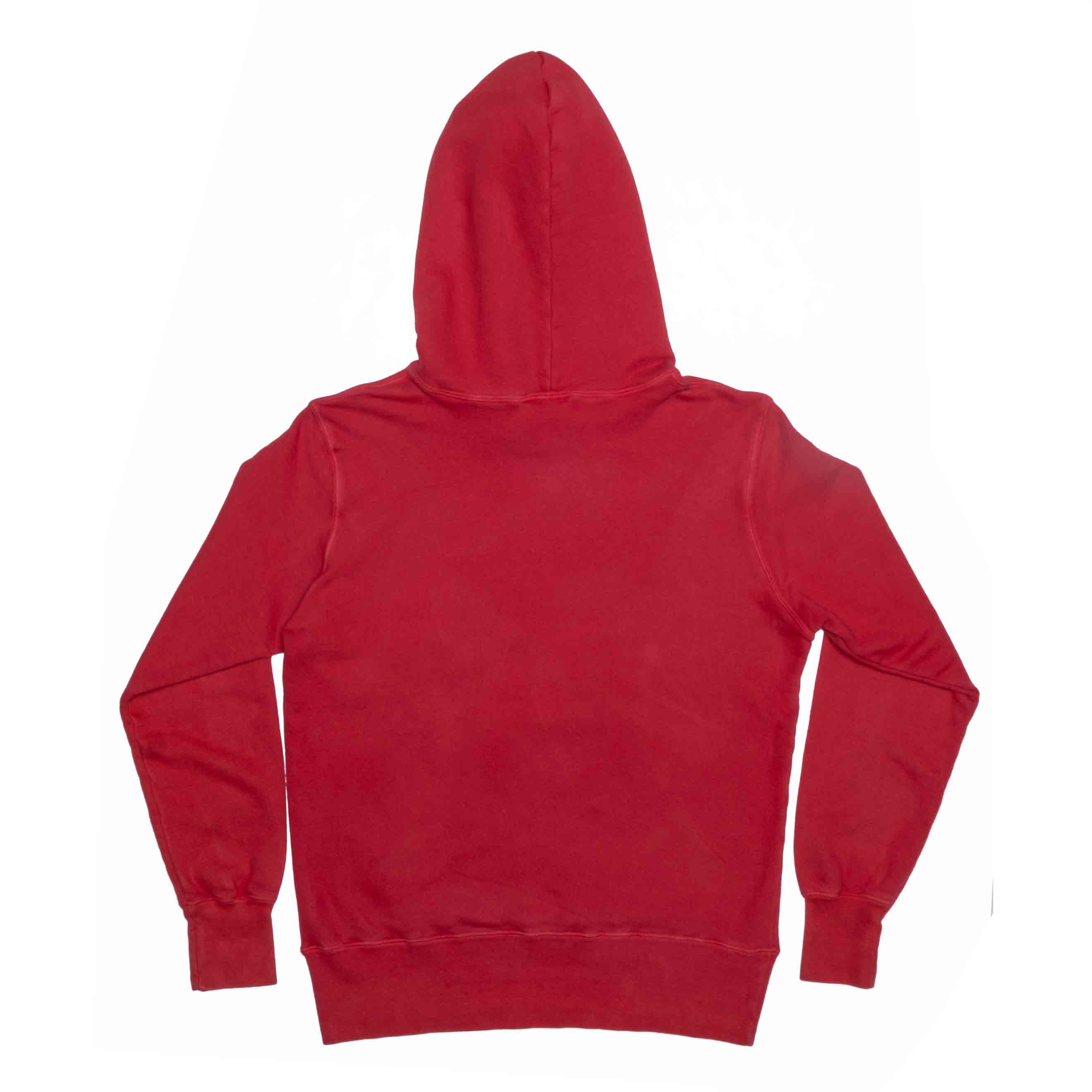 OLD FELT GARMENT DYED ORGANIC COTTON HOODED SWEATSHIRT - RED