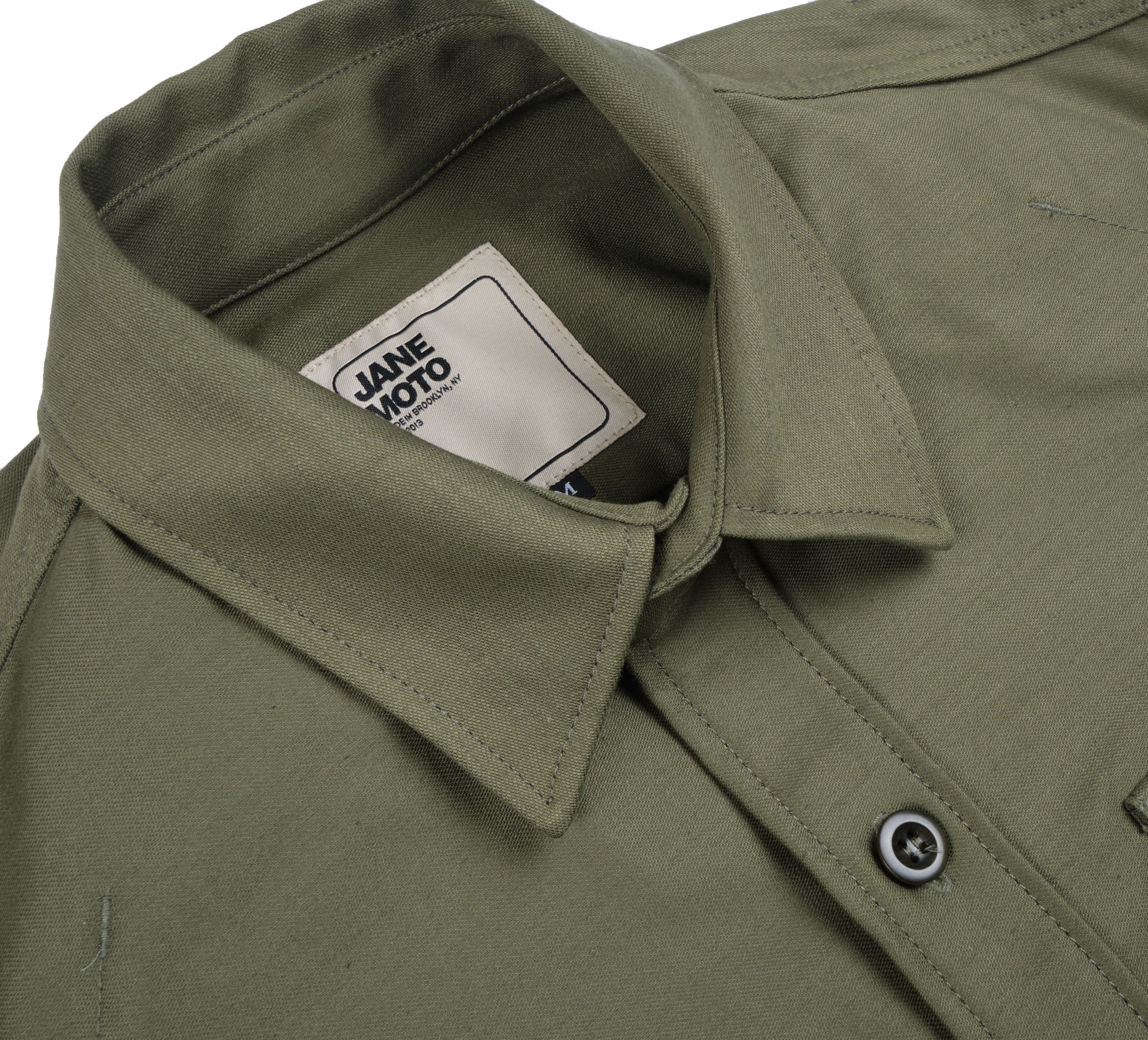 THE MERCER Riding Shirt - Olive Sateen