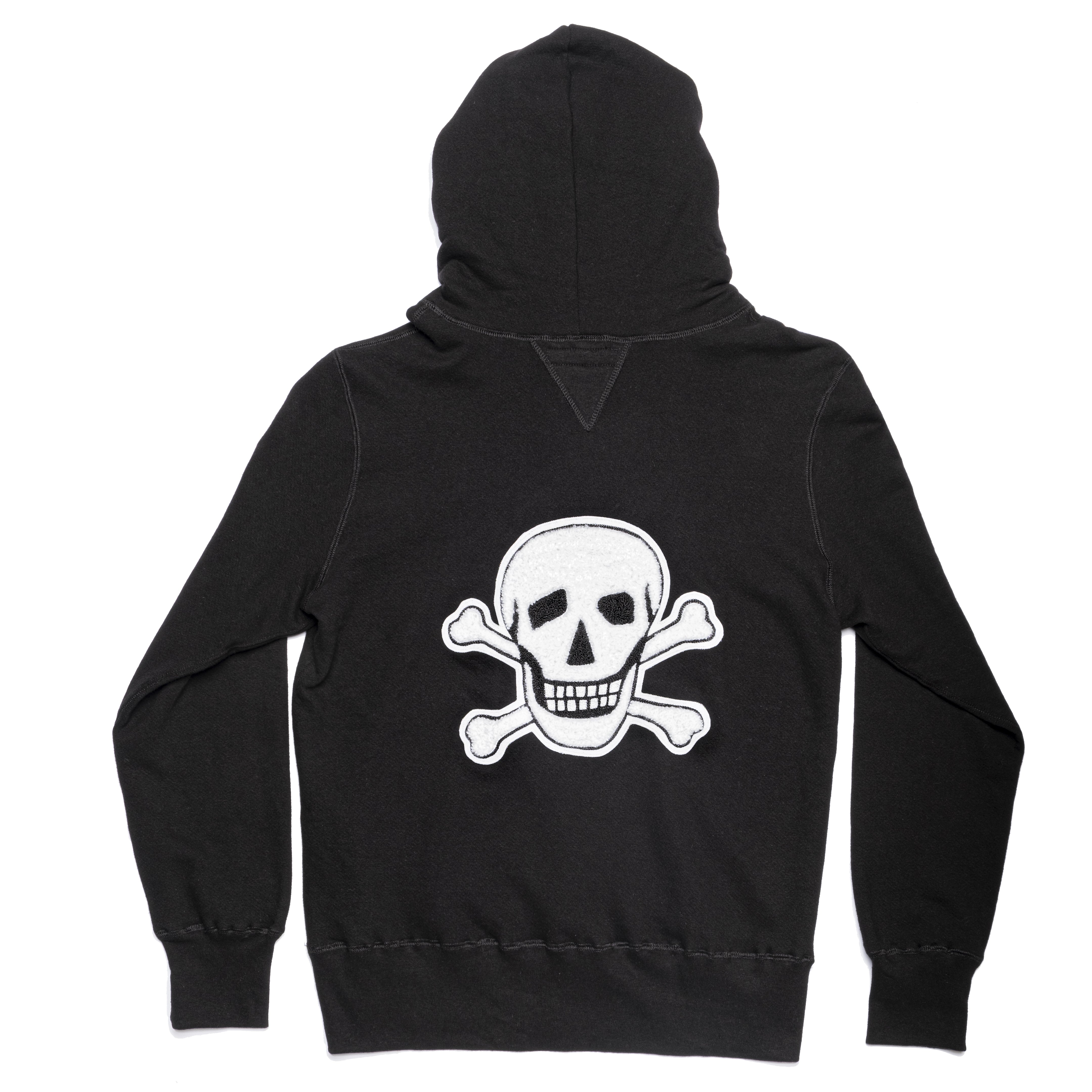 CHENILLE SKULL HOODED SWEATSHIRT - BLACK