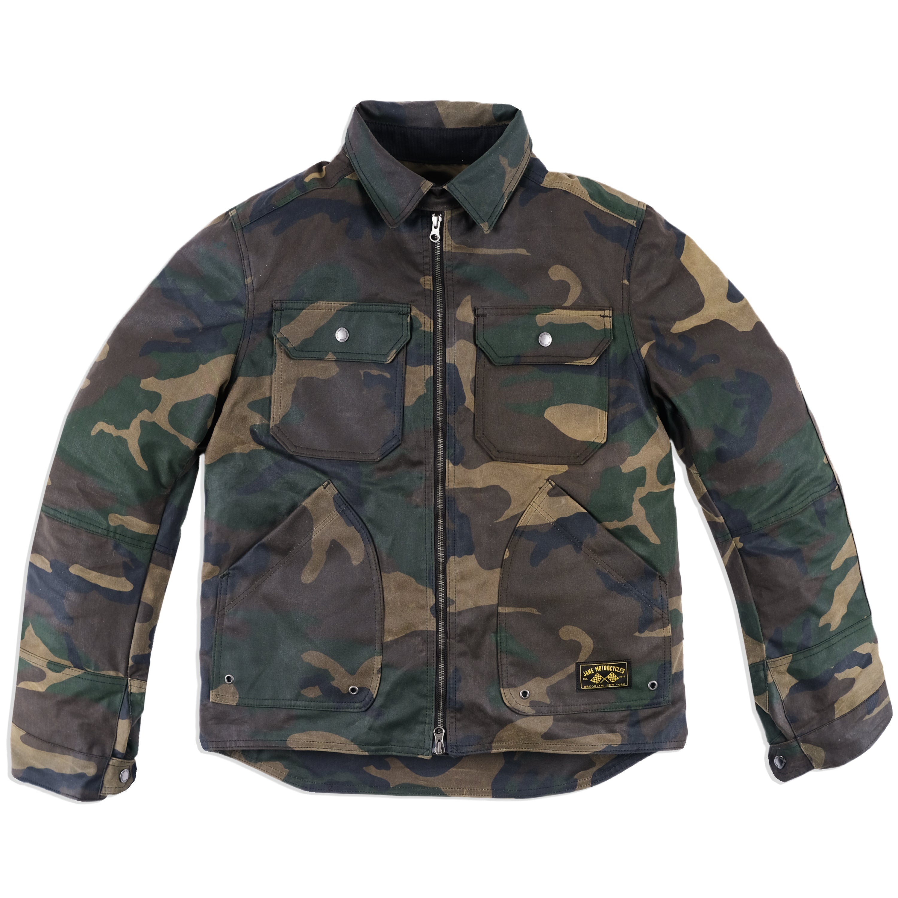 The Driggs Waxed Canvas Woodland Camo Riding Jacket