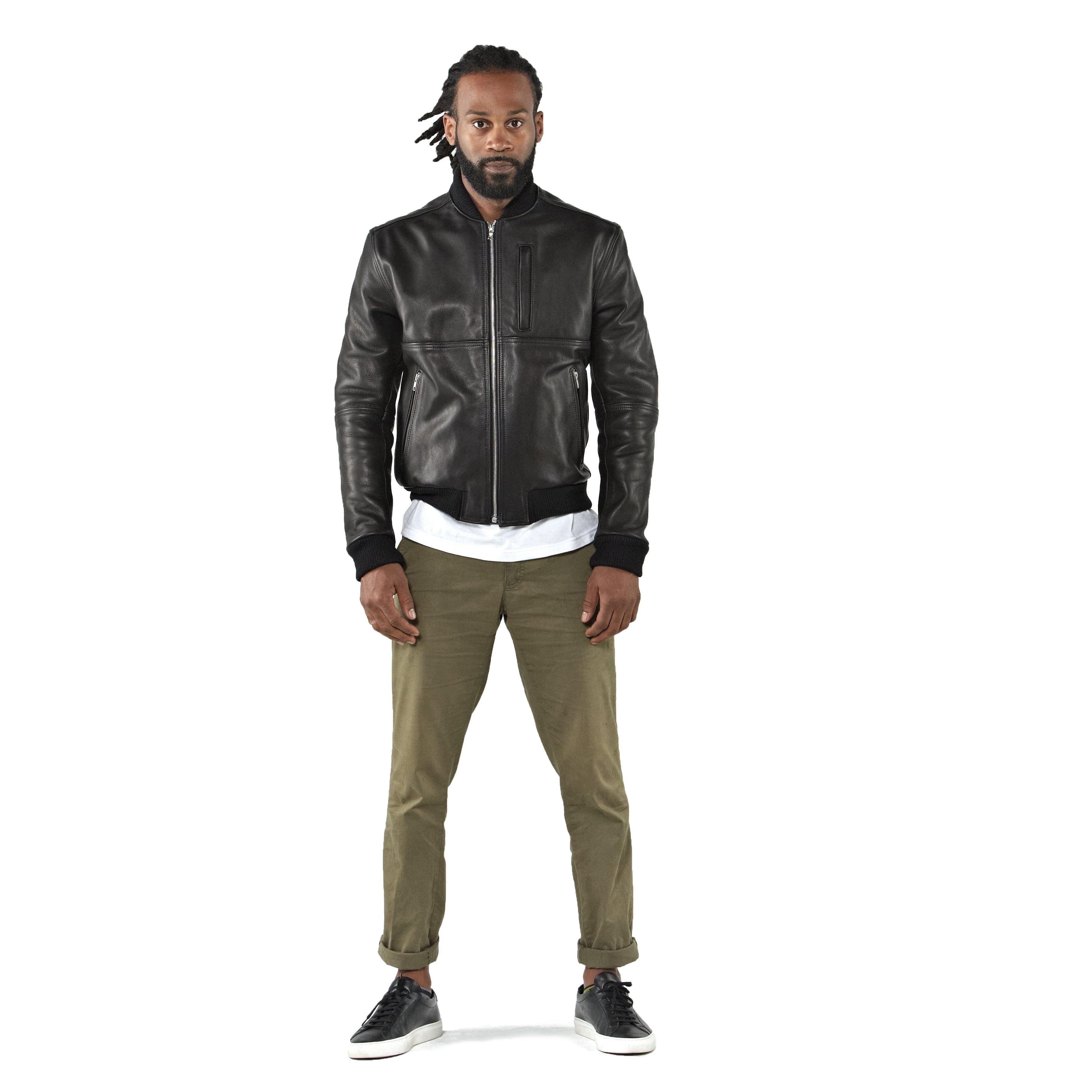THE MARCY Leather Bomber - Black
