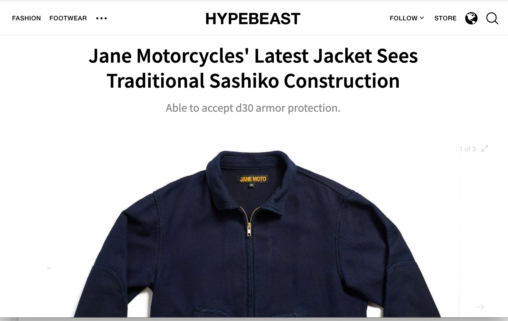 Hypebeast X JANE Motorcycles Shashiko Mechanic's Jacket