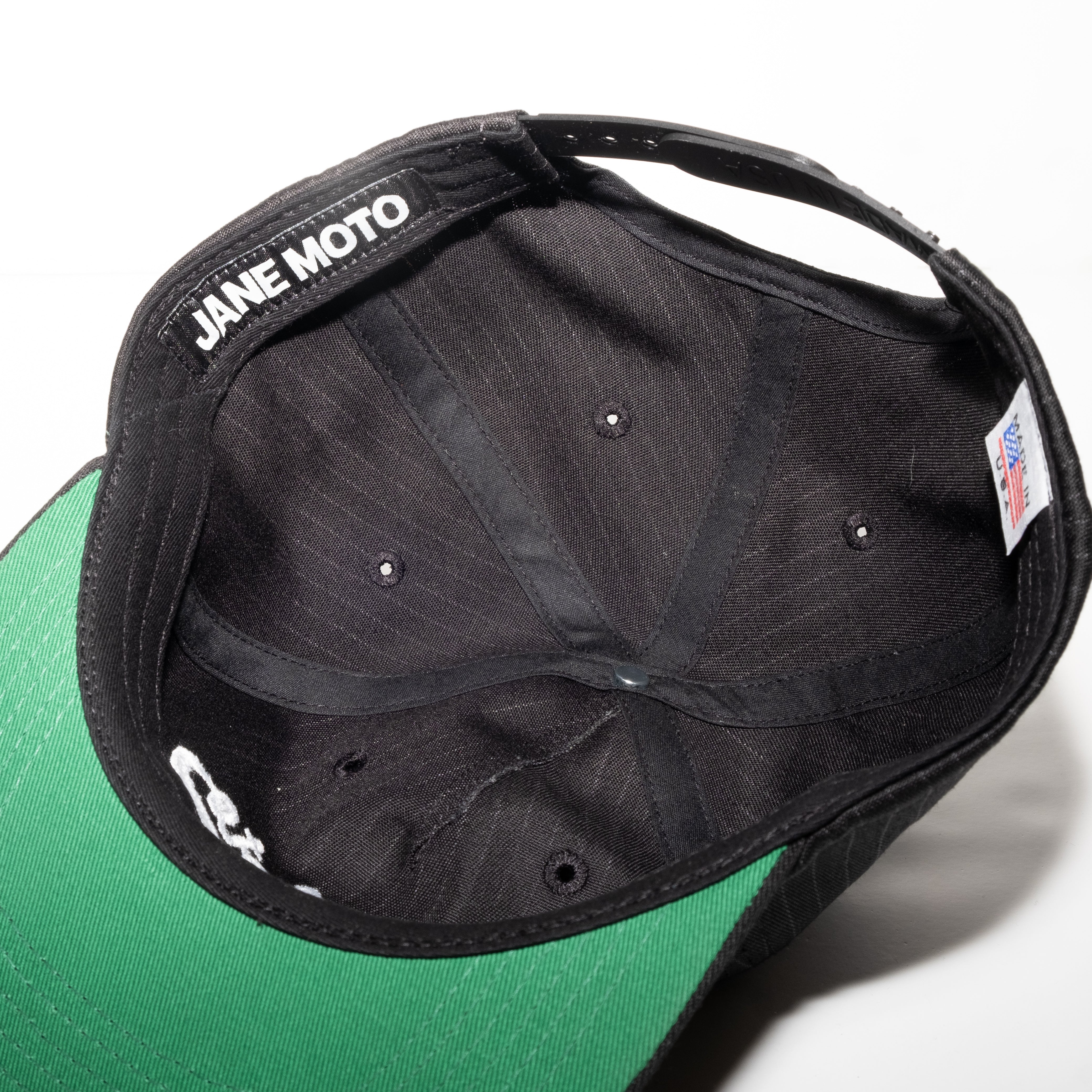 "Jane Moto" Ball Cap - Black Pinstripe