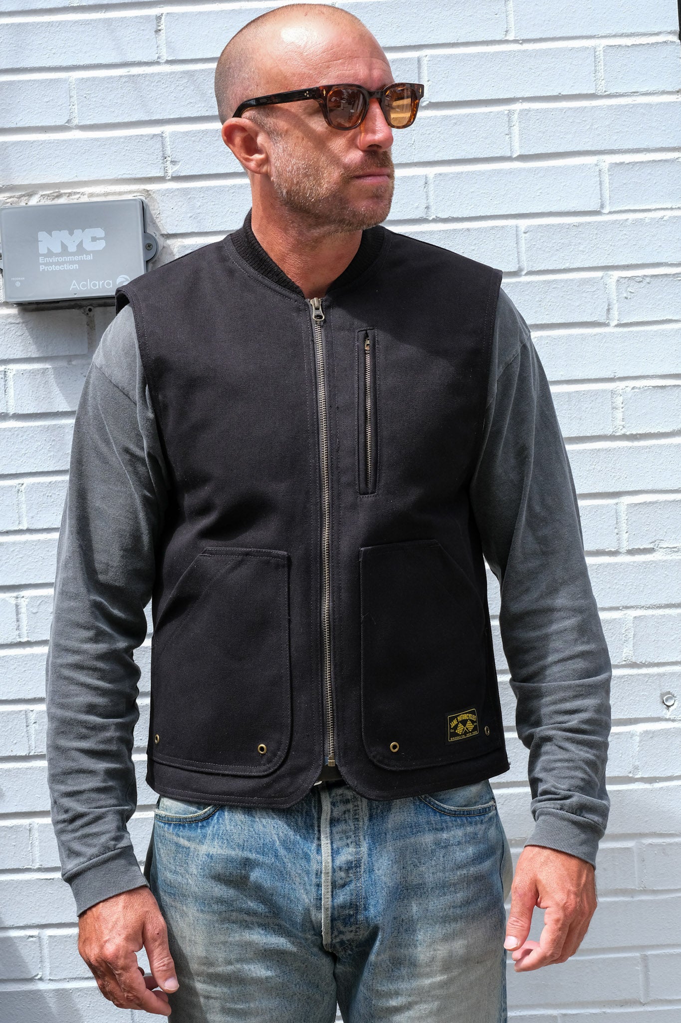 JANE MOTO Embroidered BQE Heavyweight Canvas Vest - Black