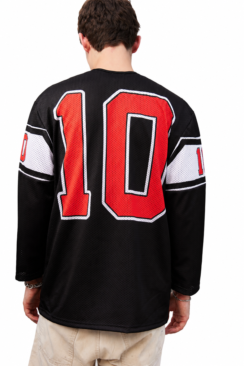 Black/White/Red Mesh Jersey L/S