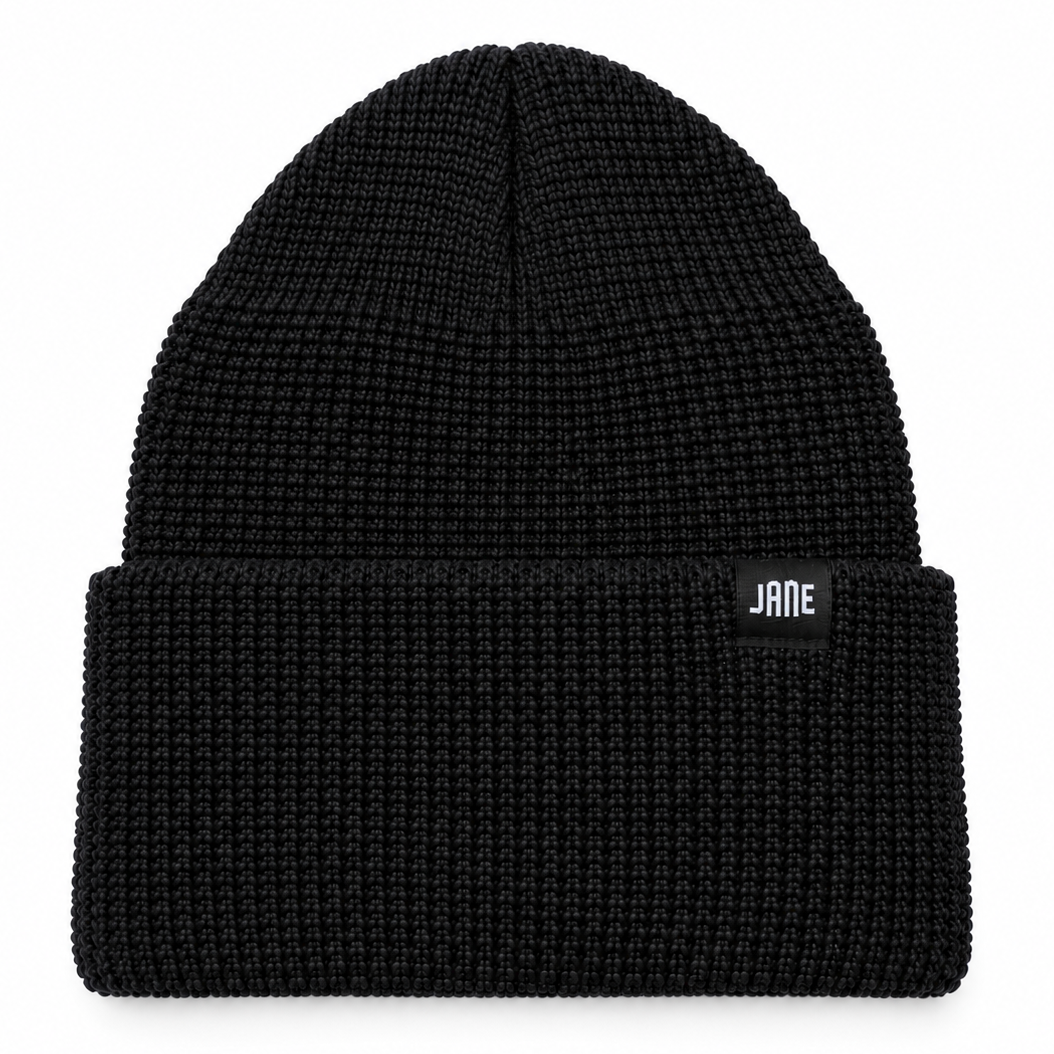 MERINO WOOL WATCH CAP - BLACK