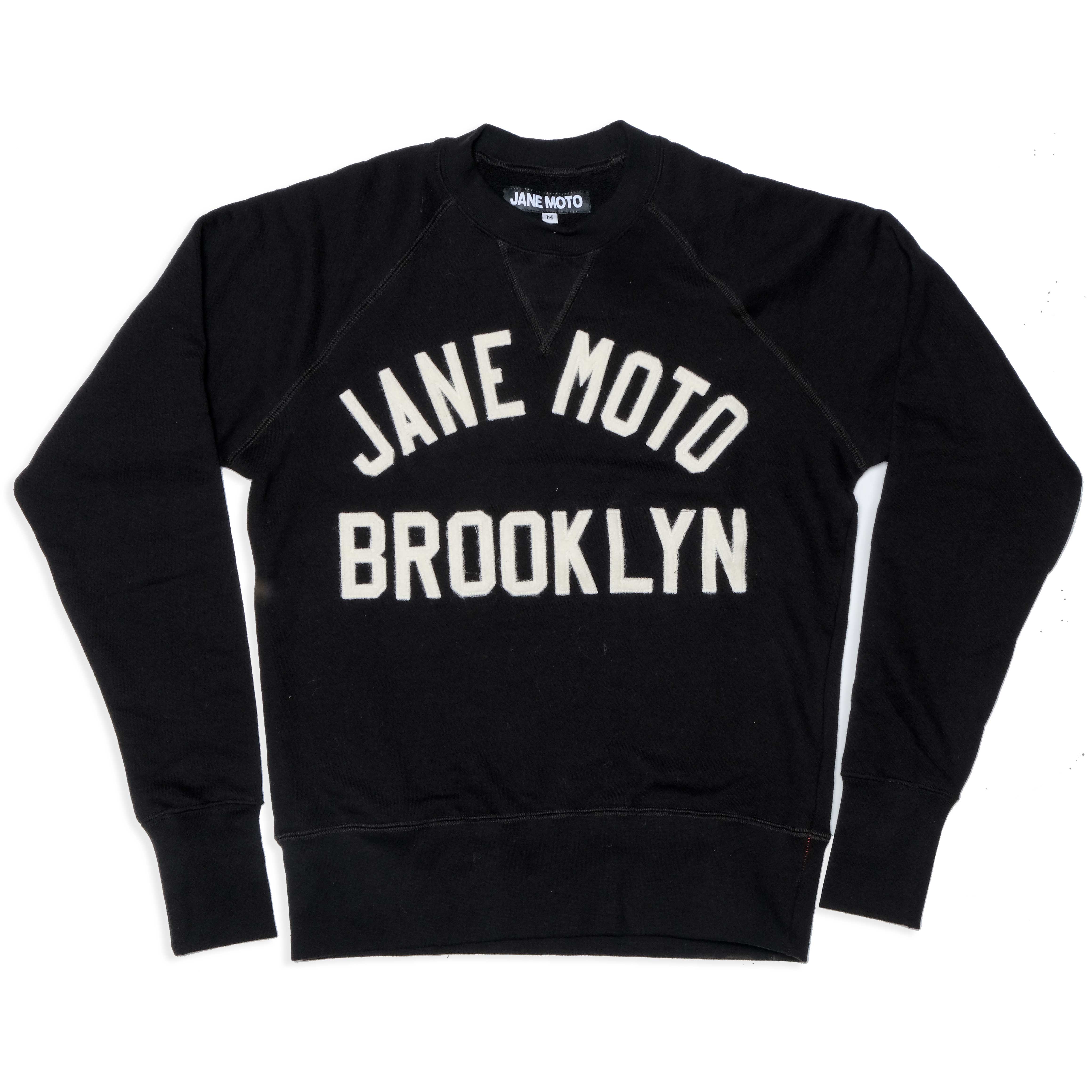 WHITE FELT ORGANIC COTTON CREWNECK - BLACK