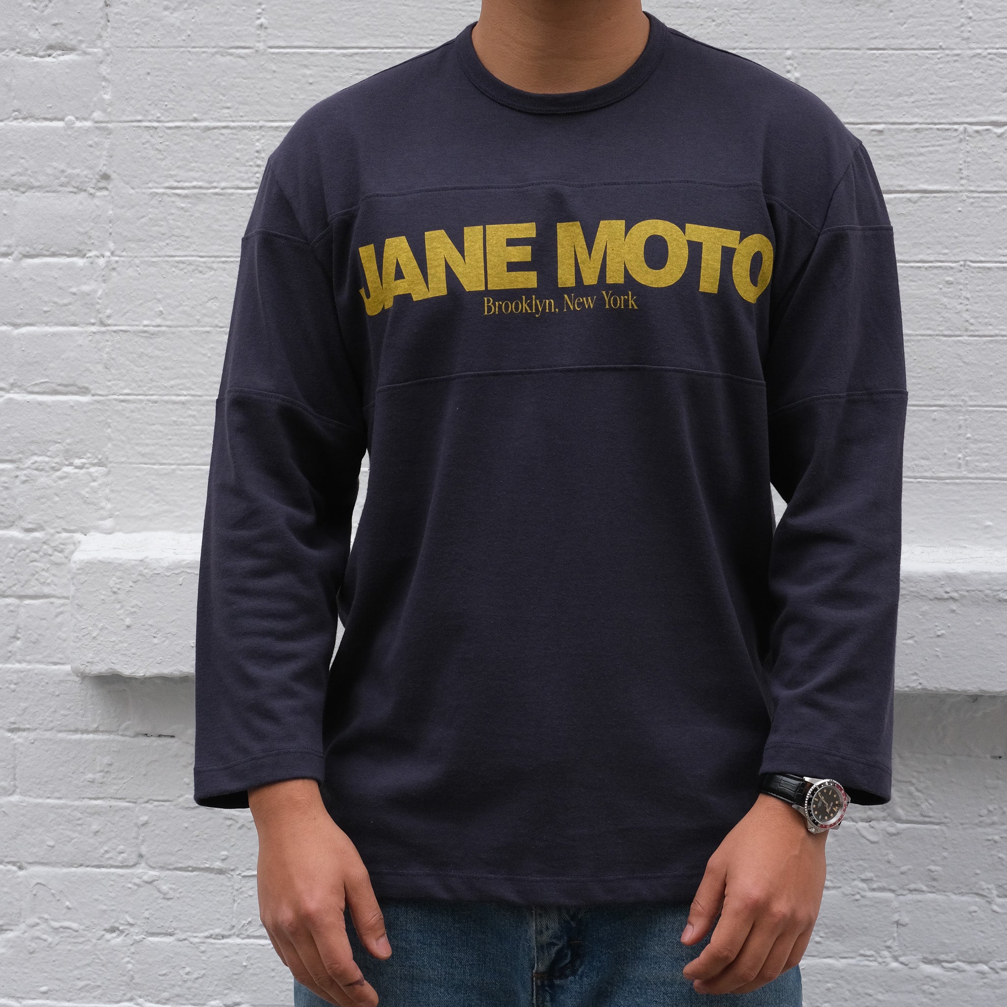 JANE MOTO - MIDWEIGHT VINTAGE FOOTBALL JERSEY - NAVY