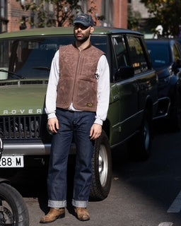 THE BQE Heavyweight Waxed Canvas Vest - Brown