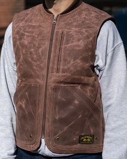 THE BQE Heavyweight Waxed Canvas Vest - Brown