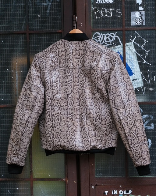 THE MARCY Leather Bomber - Snake Print