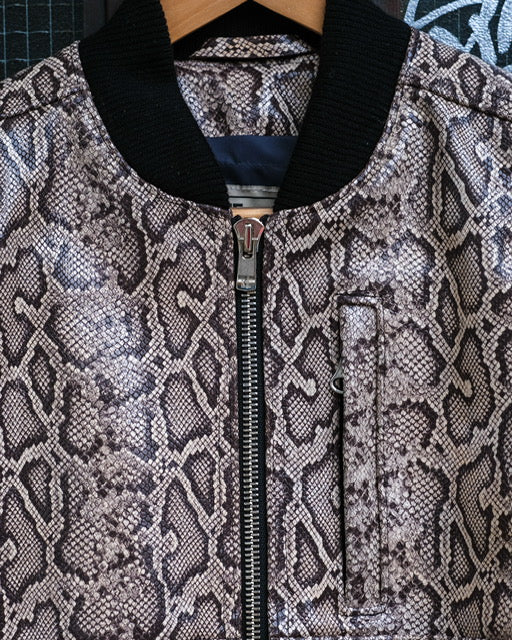 THE MARCY Leather Bomber - Snake Print