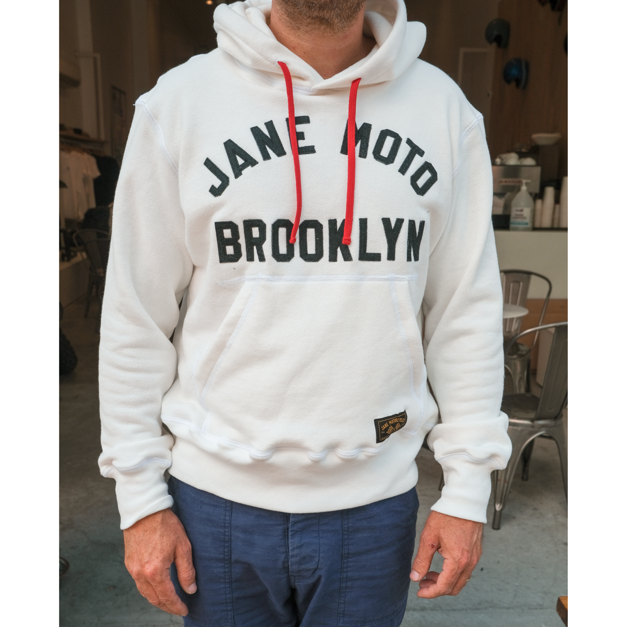 JANE ORGANIC COTTON HOODED SWEATSHIRT with FELT LETTERING - NATURAL