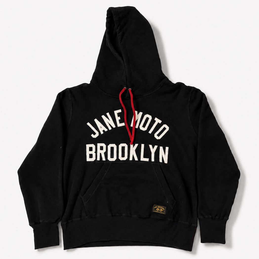 WHITE FELT ORGANIC COTTON HOODIE - BLACK (Copy)
