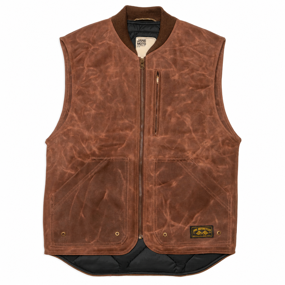 THE BQE Heavyweight Waxed Canvas Vest - Brown