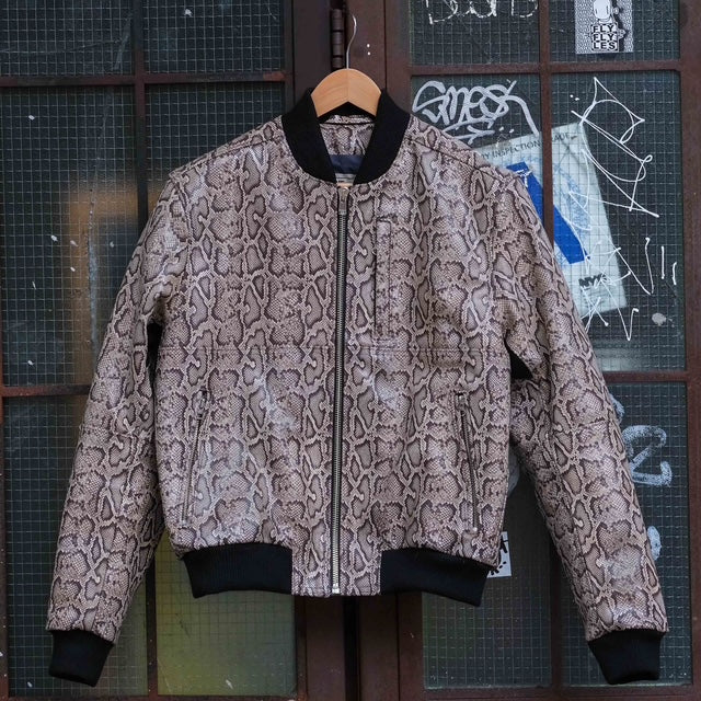 THE MARCY Leather Bomber - Snake Print