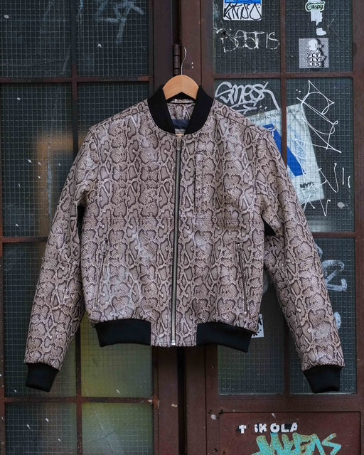 THE MARCY Leather Bomber - Snake Print