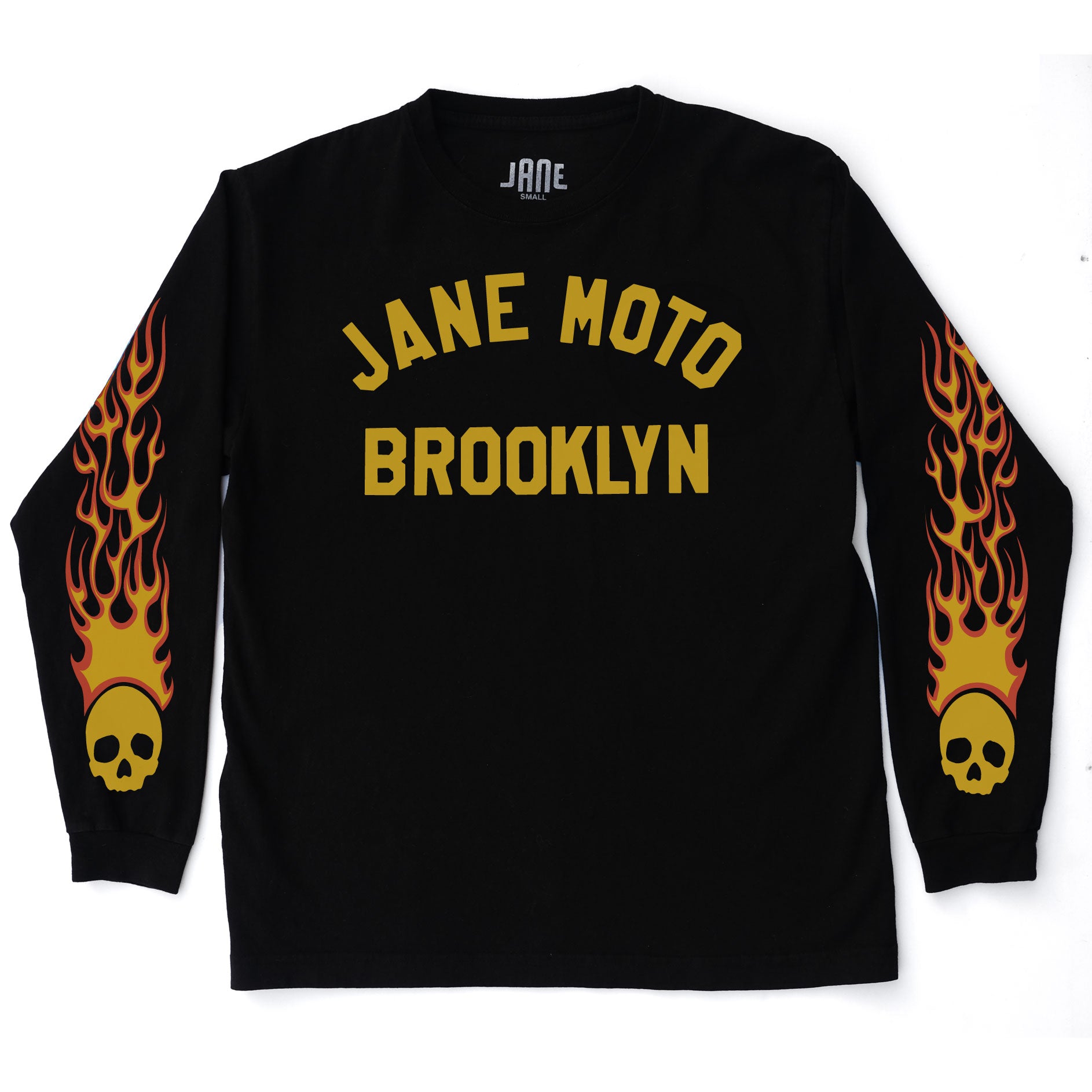 FLAMING SKULL LONG SLEEVED T-SHIRT