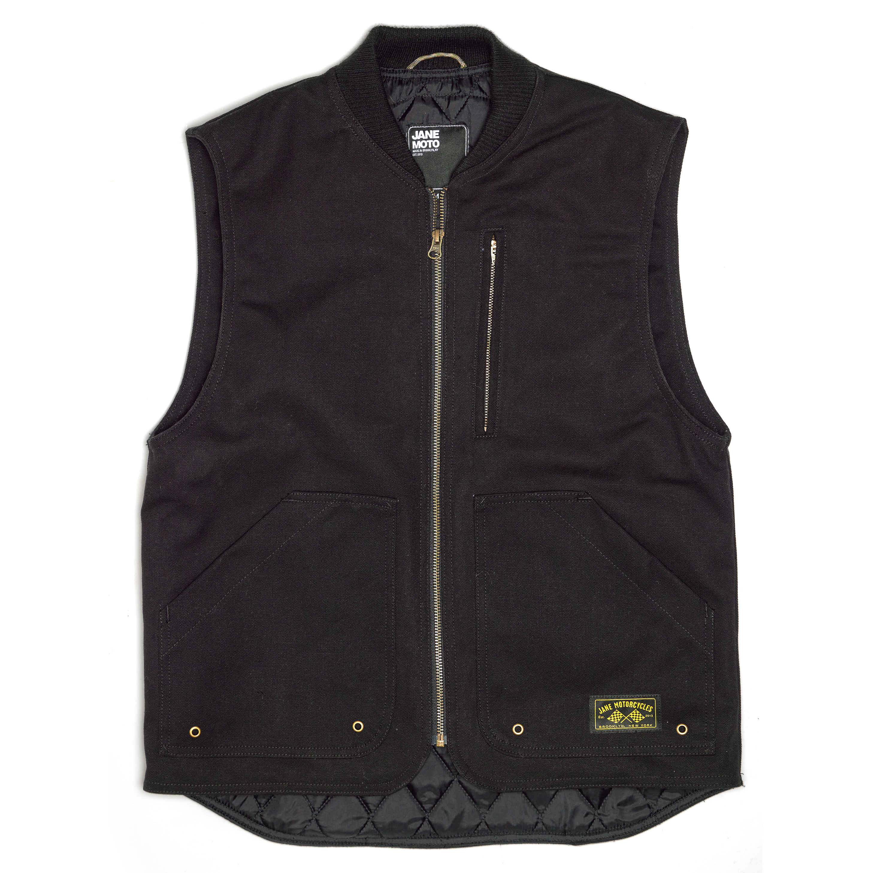 JANE MOTO Embroidered BQE Heavyweight Canvas Vest - Black