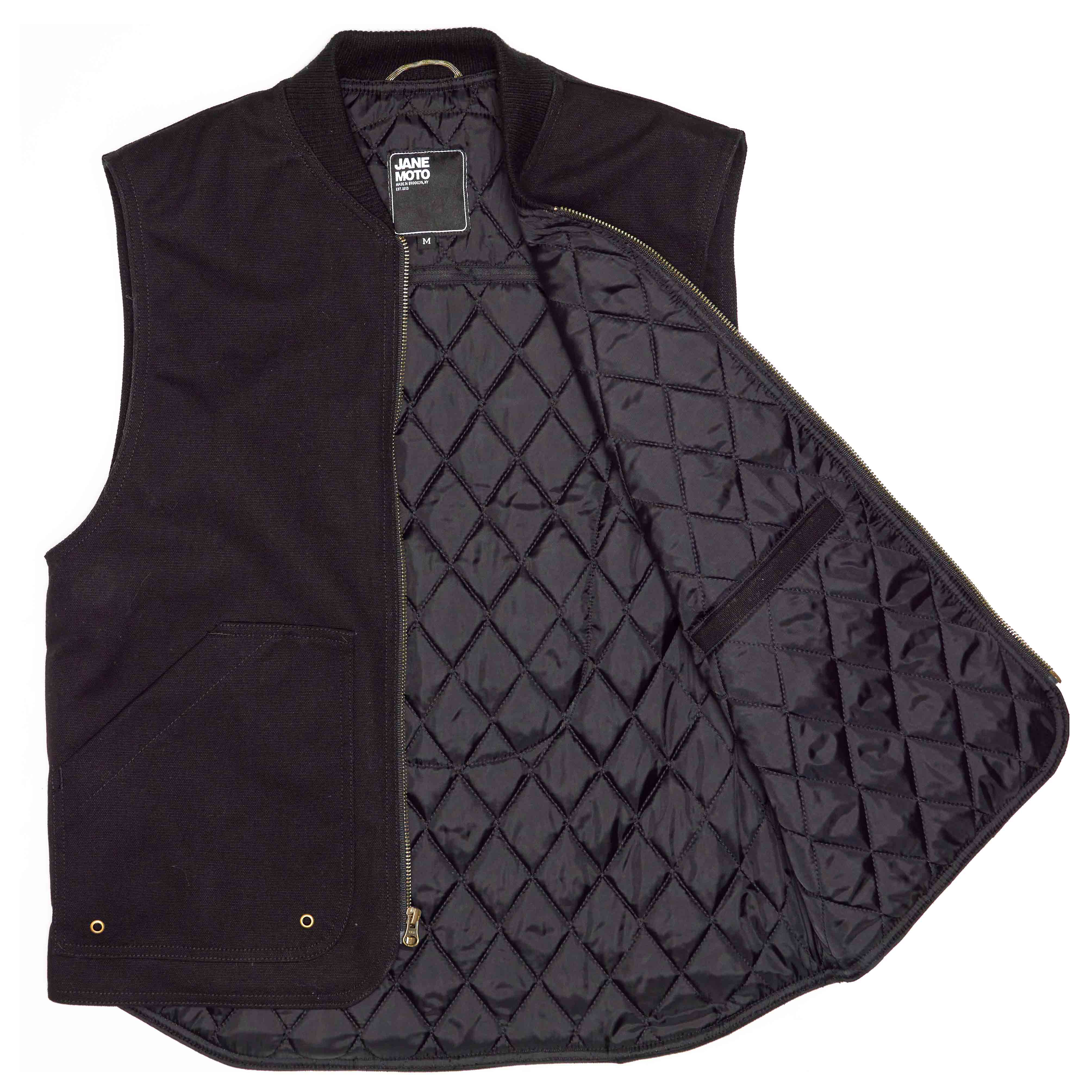 JANE MOTO Embroidered BQE Heavyweight Canvas Vest - Black