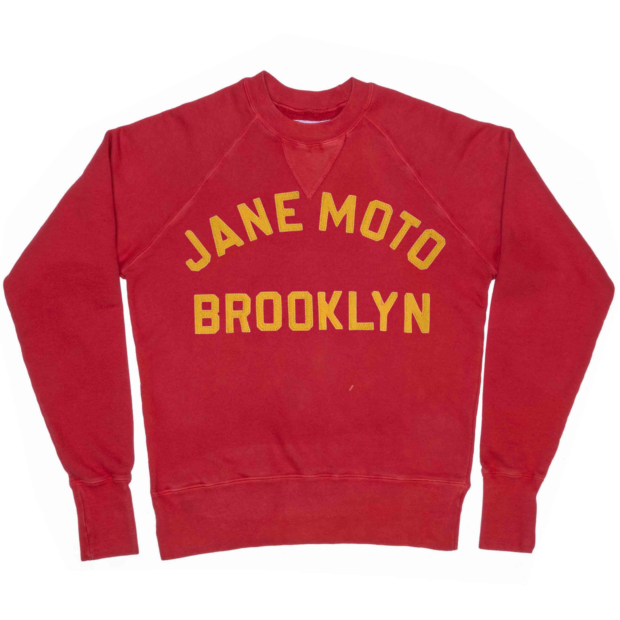 GARMENT DYED ORGANIC COTTON CREWNECK SWEATSHIRT - RED