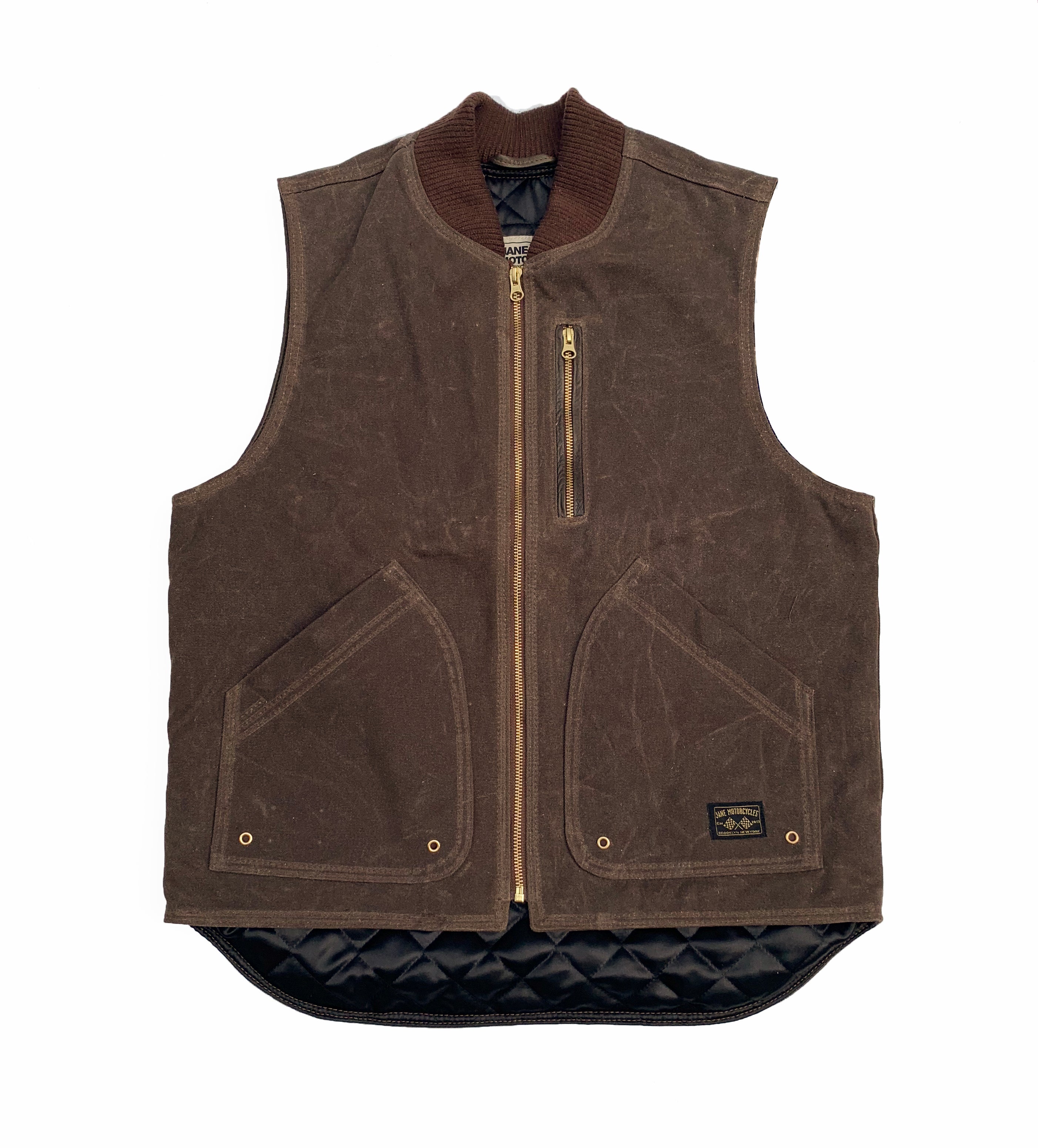 THE BQE Heavyweight Waxed Canvas Vest - Brown