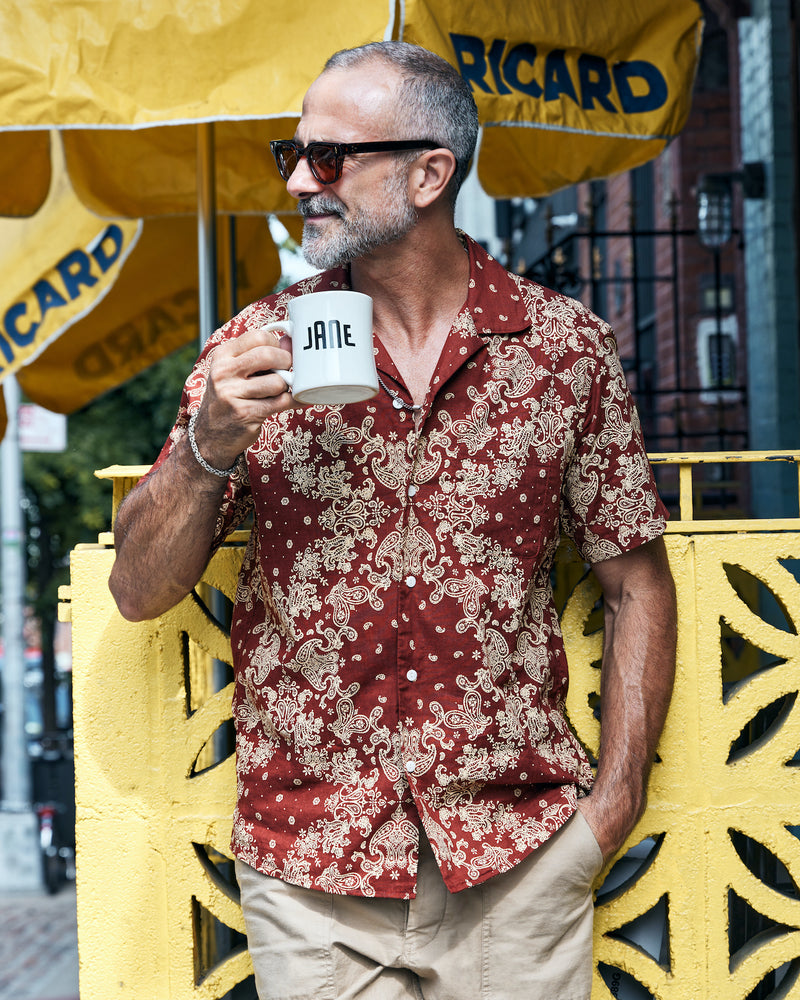 Camp Collar Shirt - Paisley - Amber