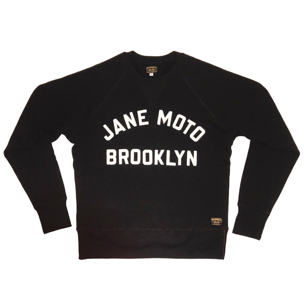 JANE ORGANIC COTTON CREWNECK SWEATSHIRT with WHITE FELT LETTERING - BLACK